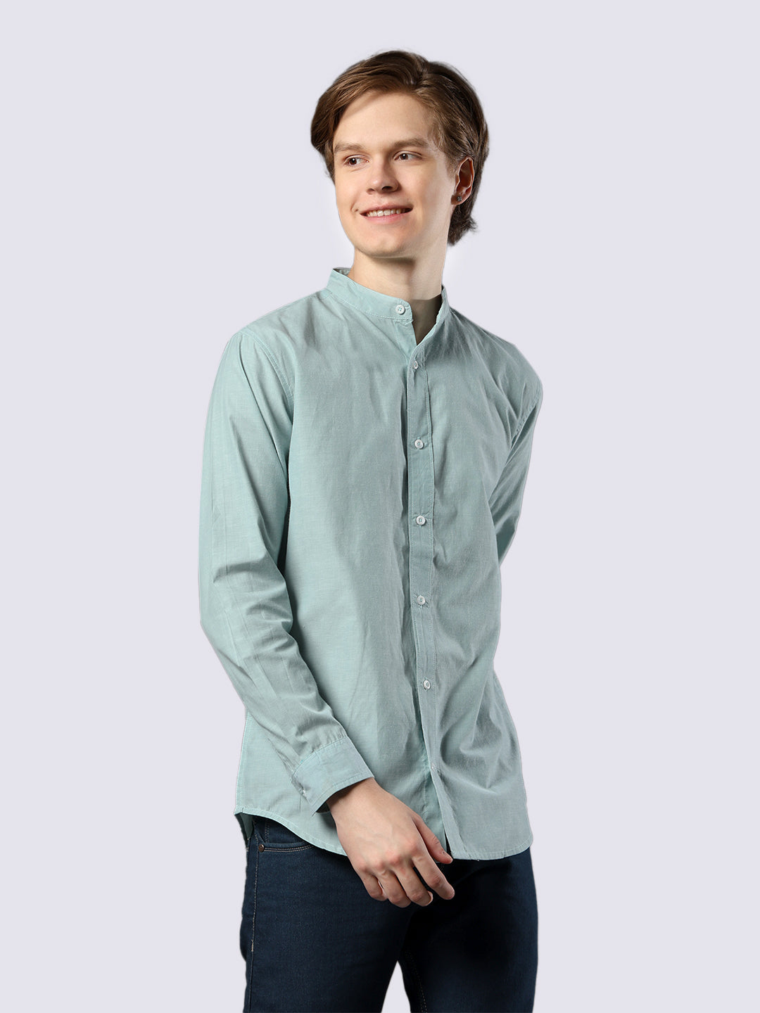 Men's Green Solid Pure Cotton Comfort Fit Shirt