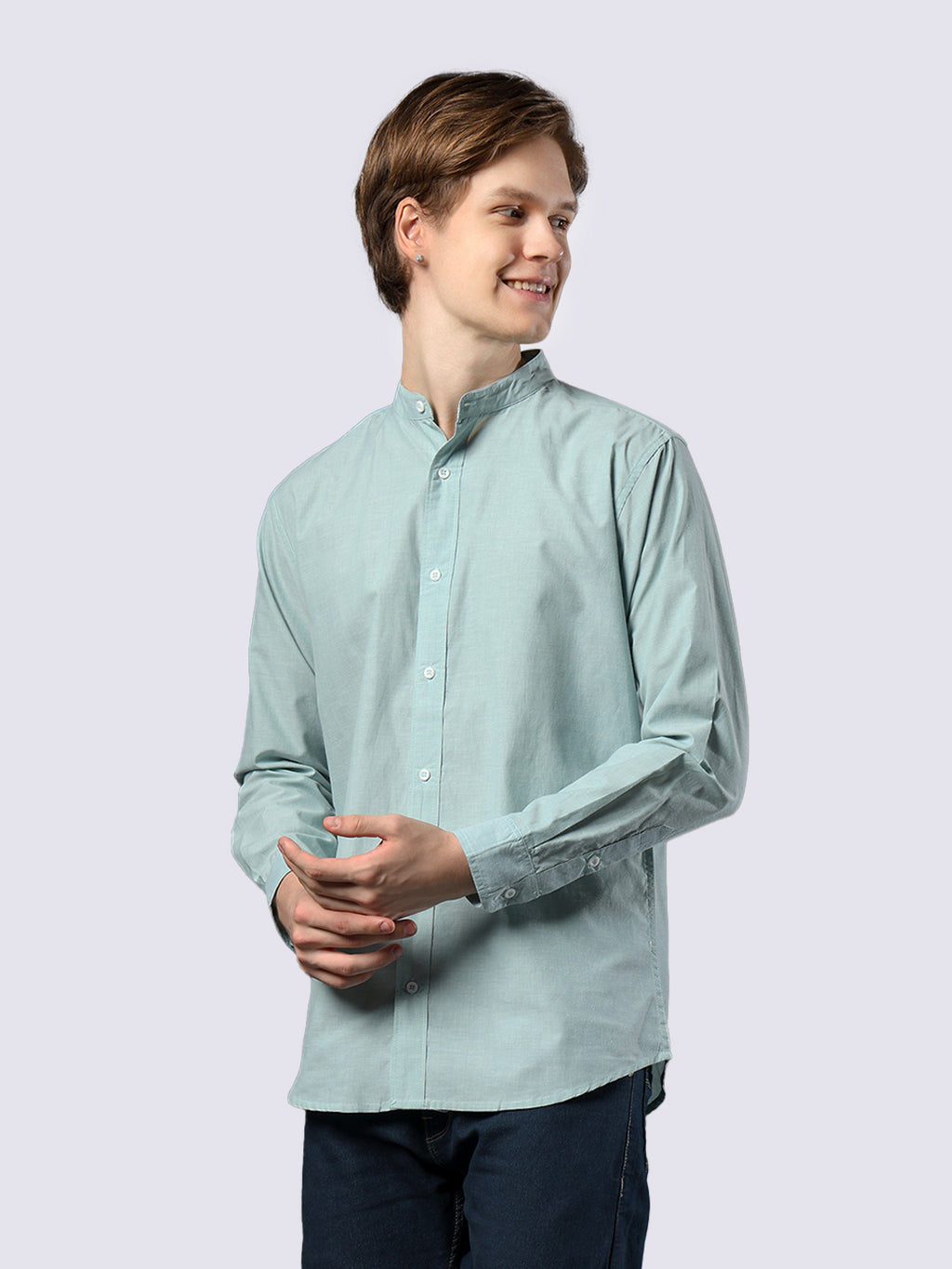 Men's Green Solid Pure Cotton Comfort Fit Shirt