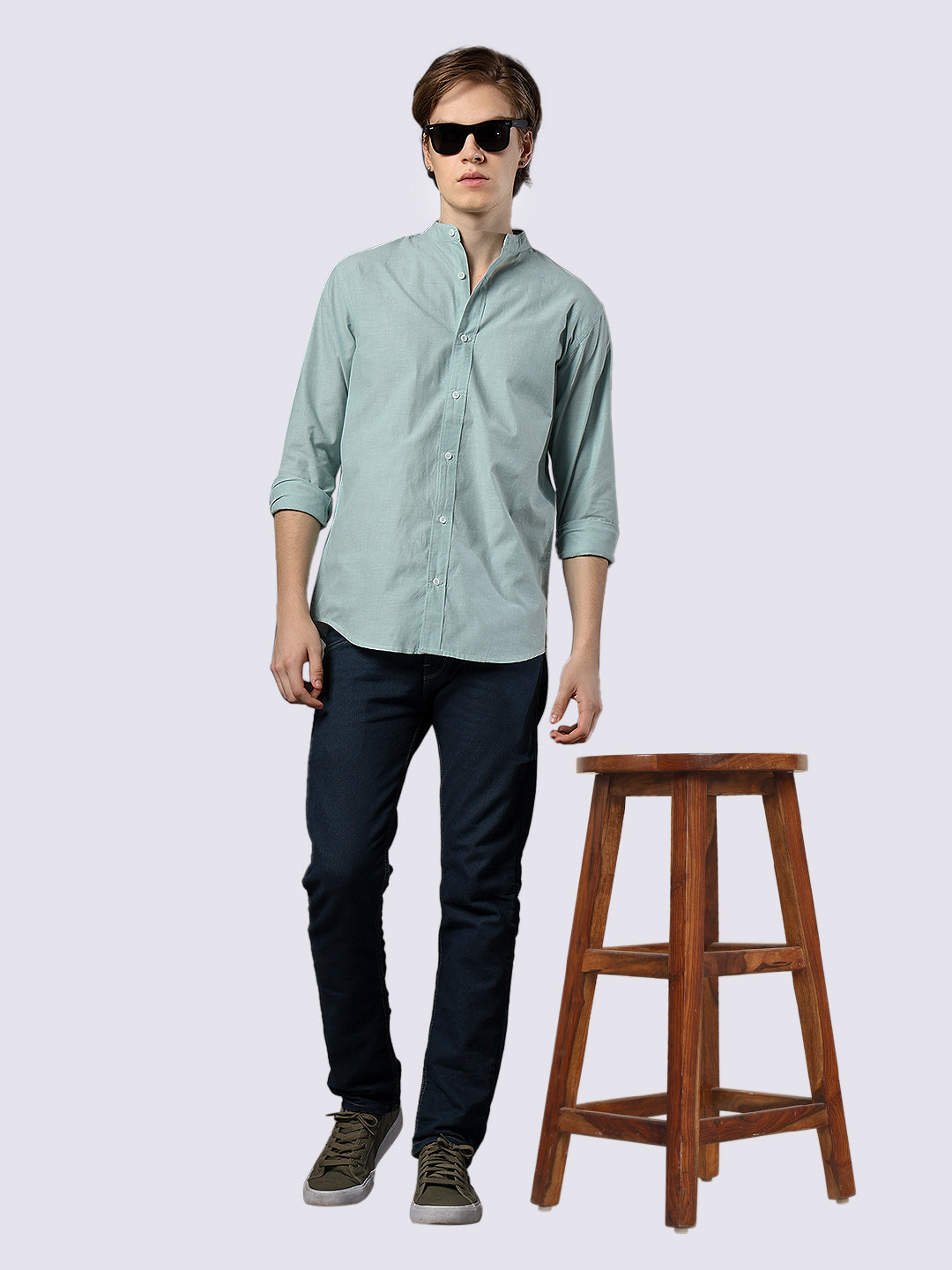 Men's Green Solid Pure Cotton Comfort Fit Shirt