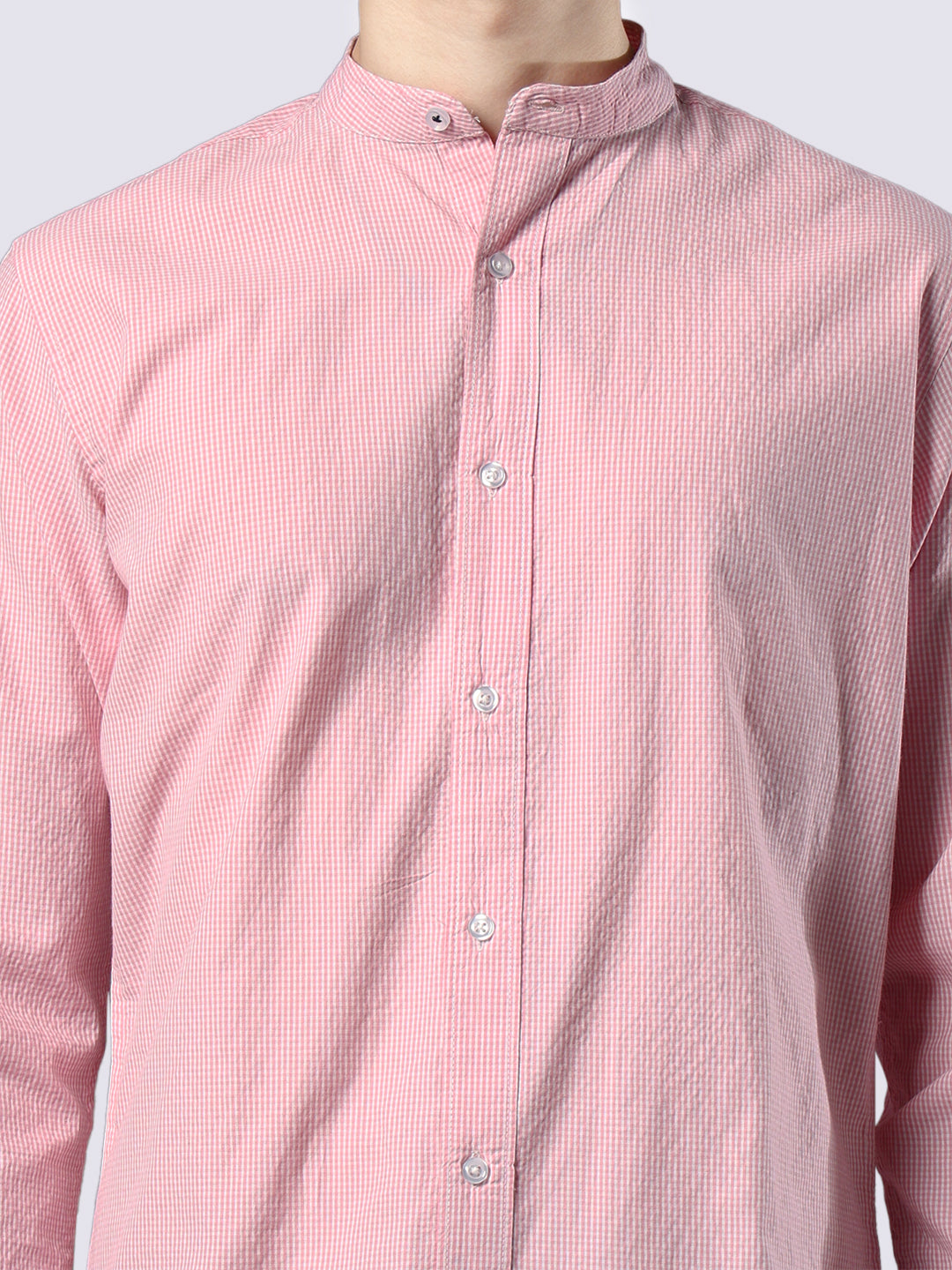 Men's Pink Mini-Checked Pure Cotton Comfort Fit Shirt