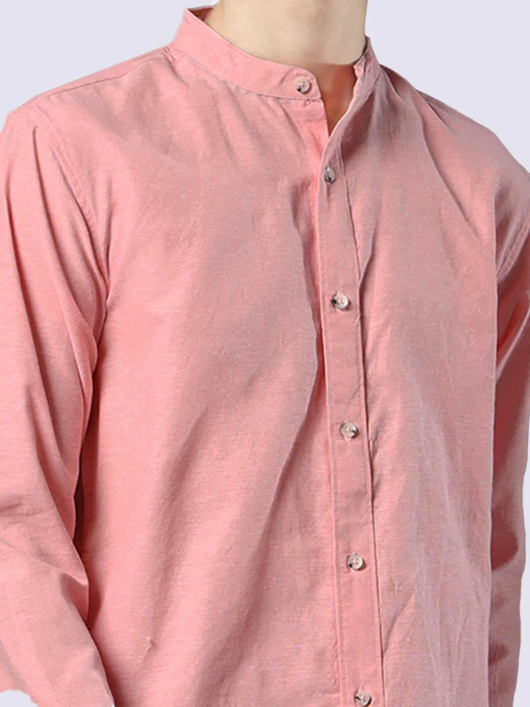 Men's Peach Solid Pure Cotton Comfort Fit Shirt