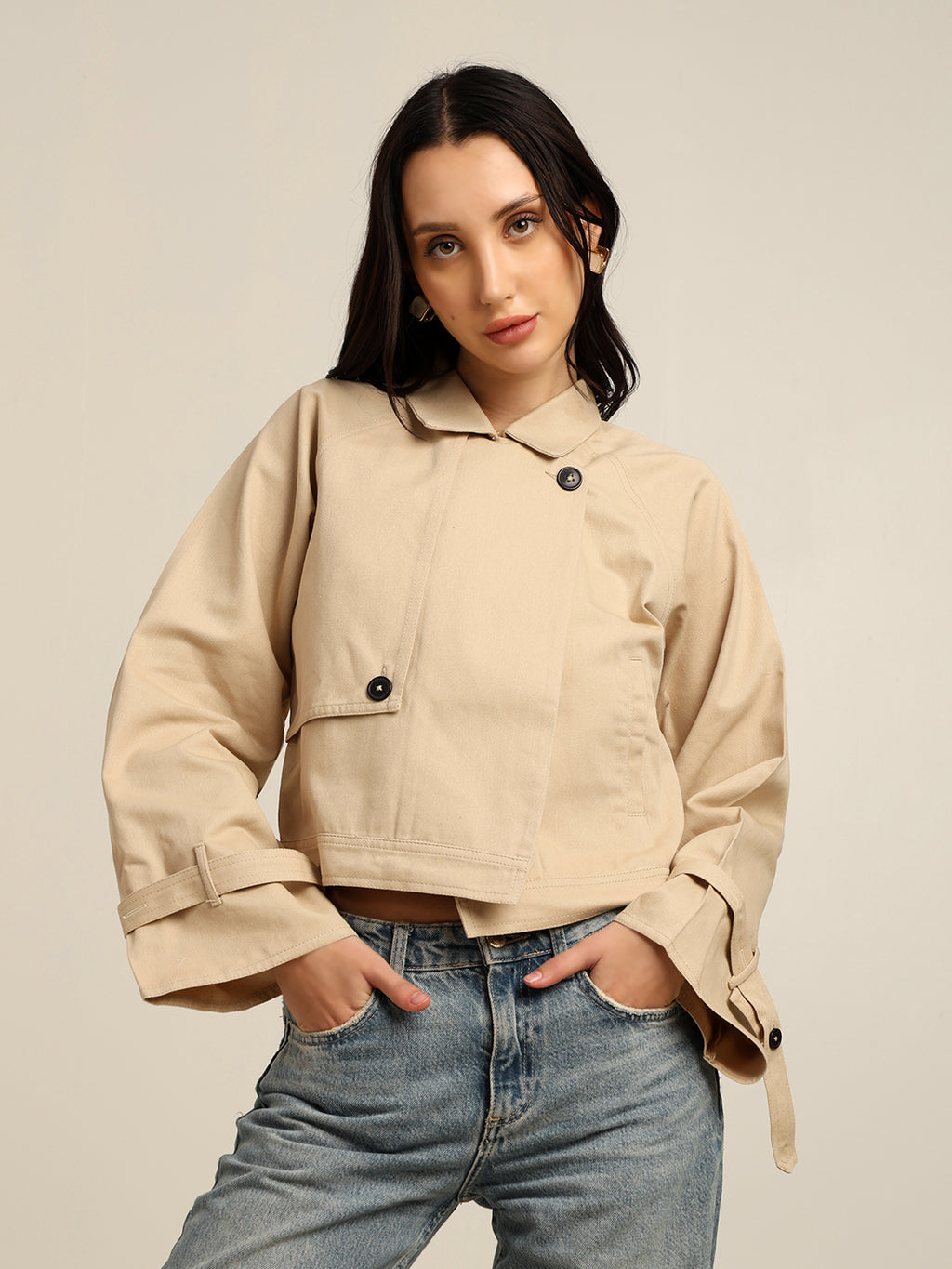 Women's 100% Cotton Twill Trench Jacket