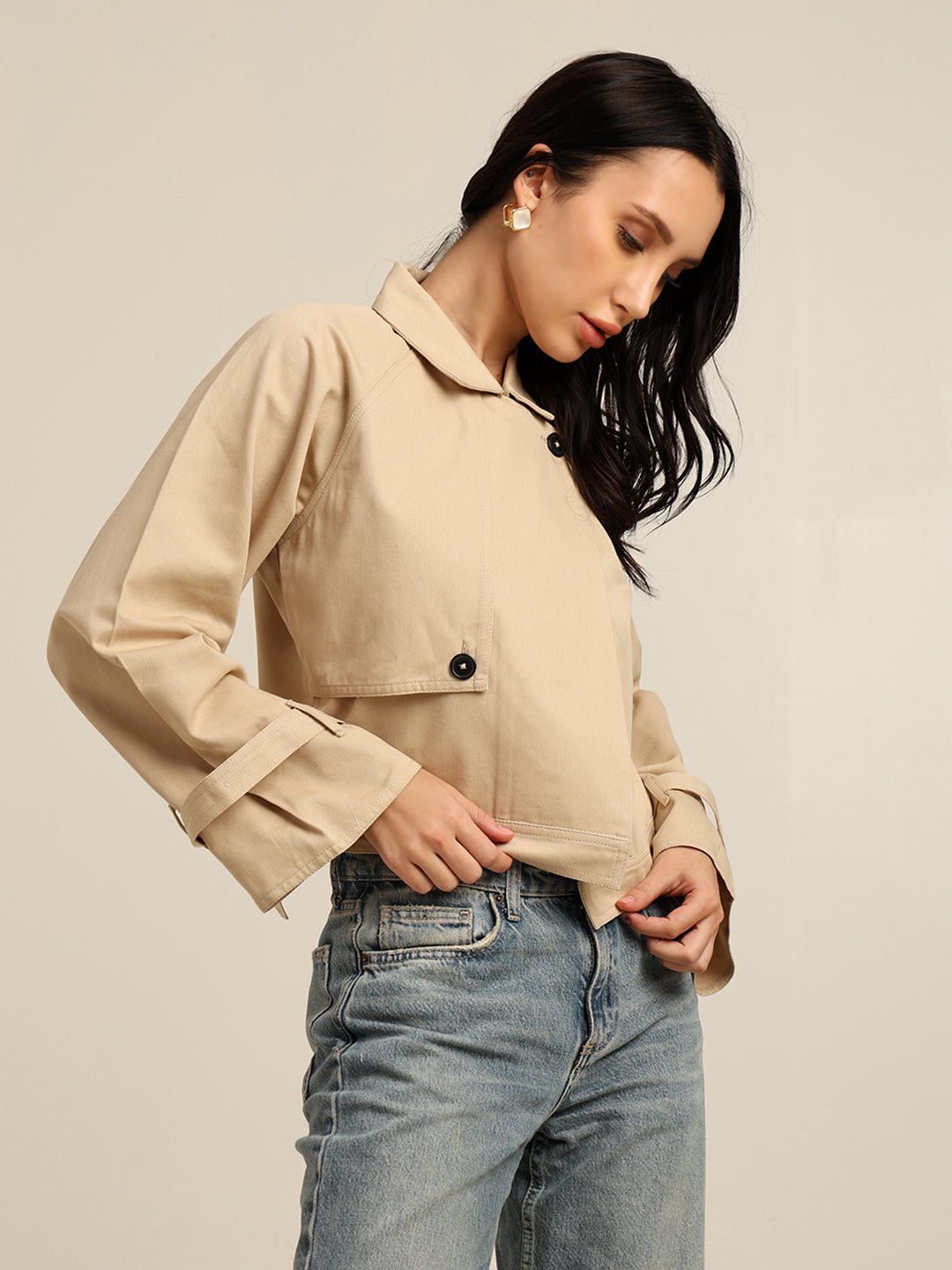 Women's 100% Cotton Twill Trench Jacket