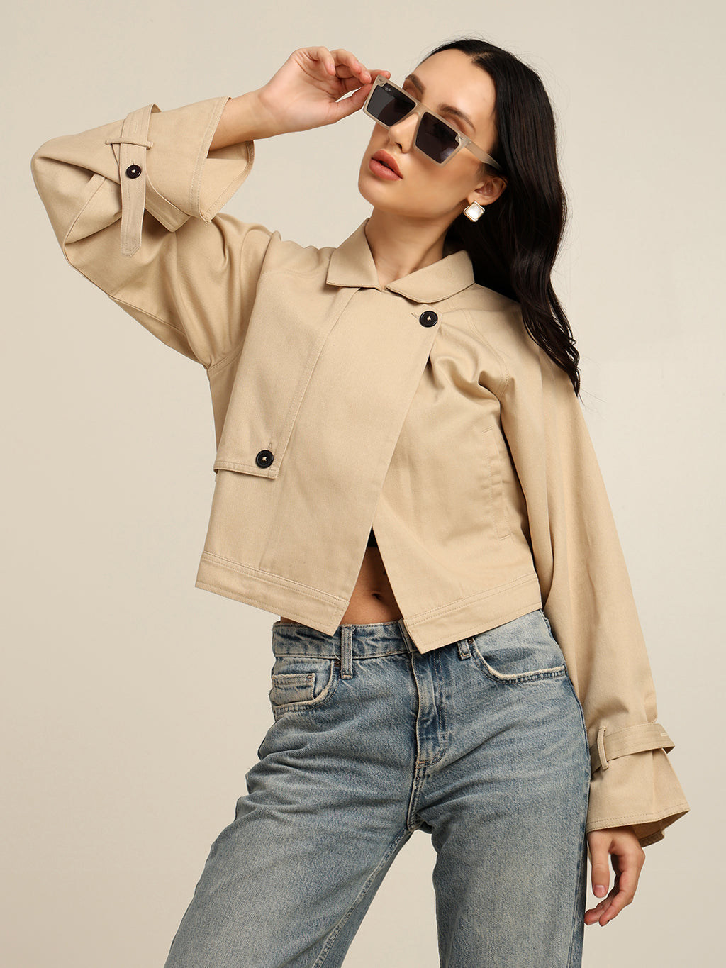 Women's 100% Cotton Twill Trench Jacket