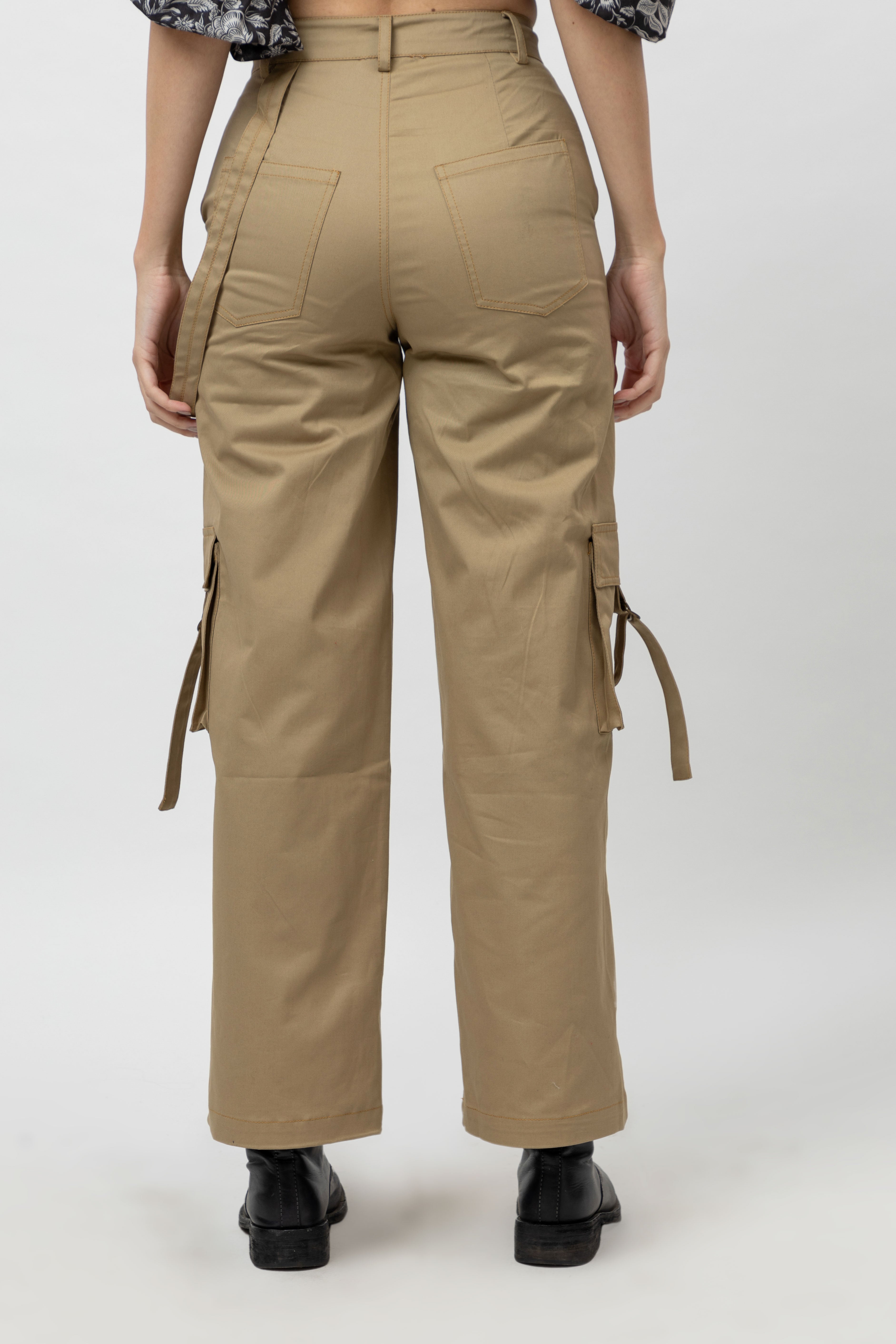 Women's Khaki Cargo Twill Trousers