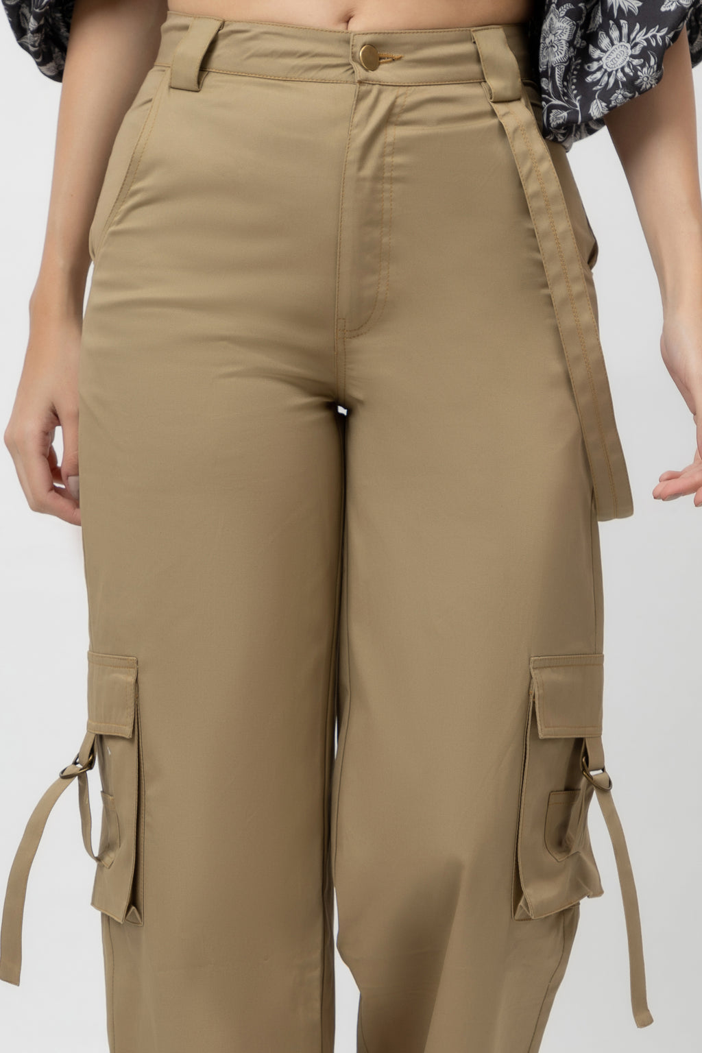Women's Khaki Cargo Twill Trousers