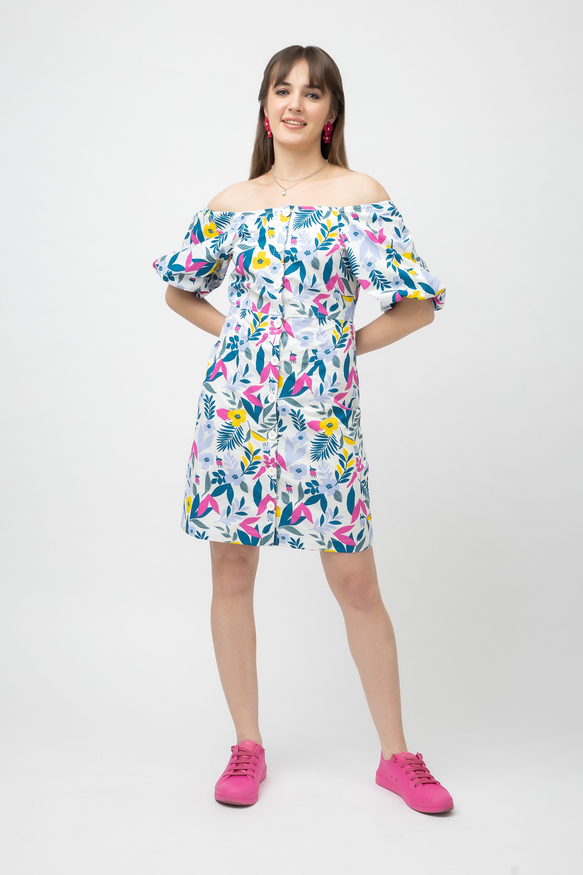 Women's Cotton Floral Printed A-Line Dress