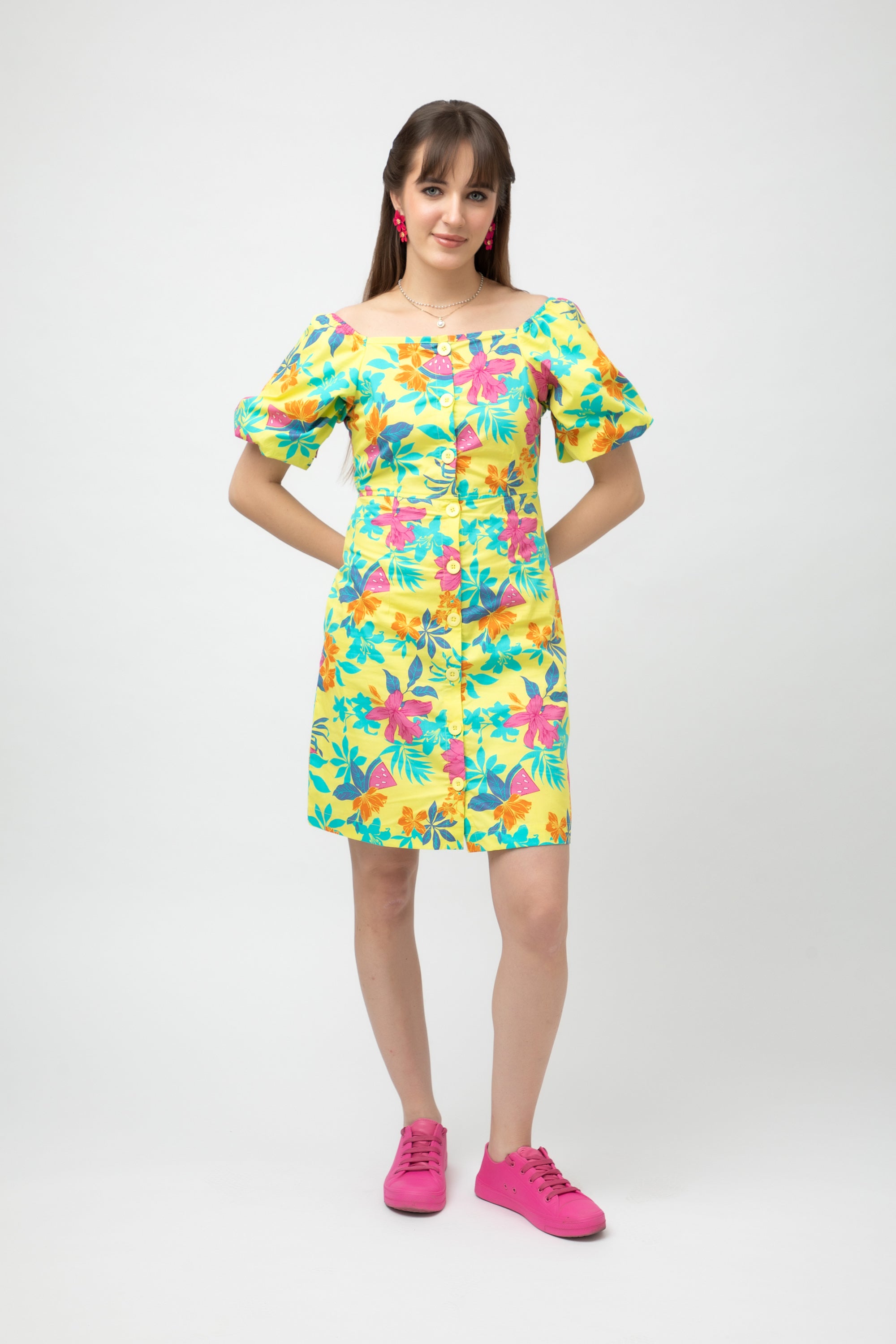 Women's Cotton Floral Printed A-Line Dress