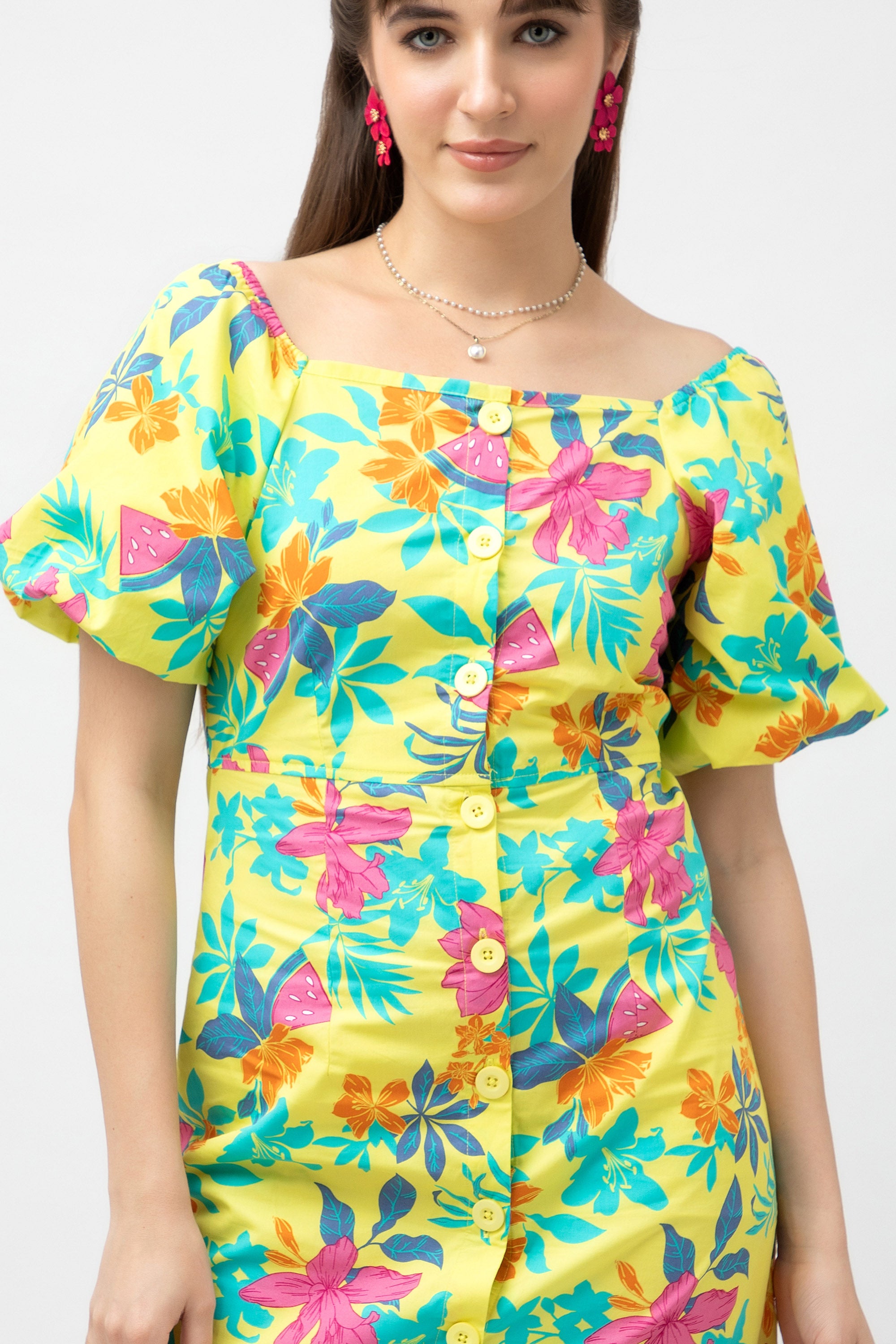 Women's Cotton Floral Printed A-Line Dress