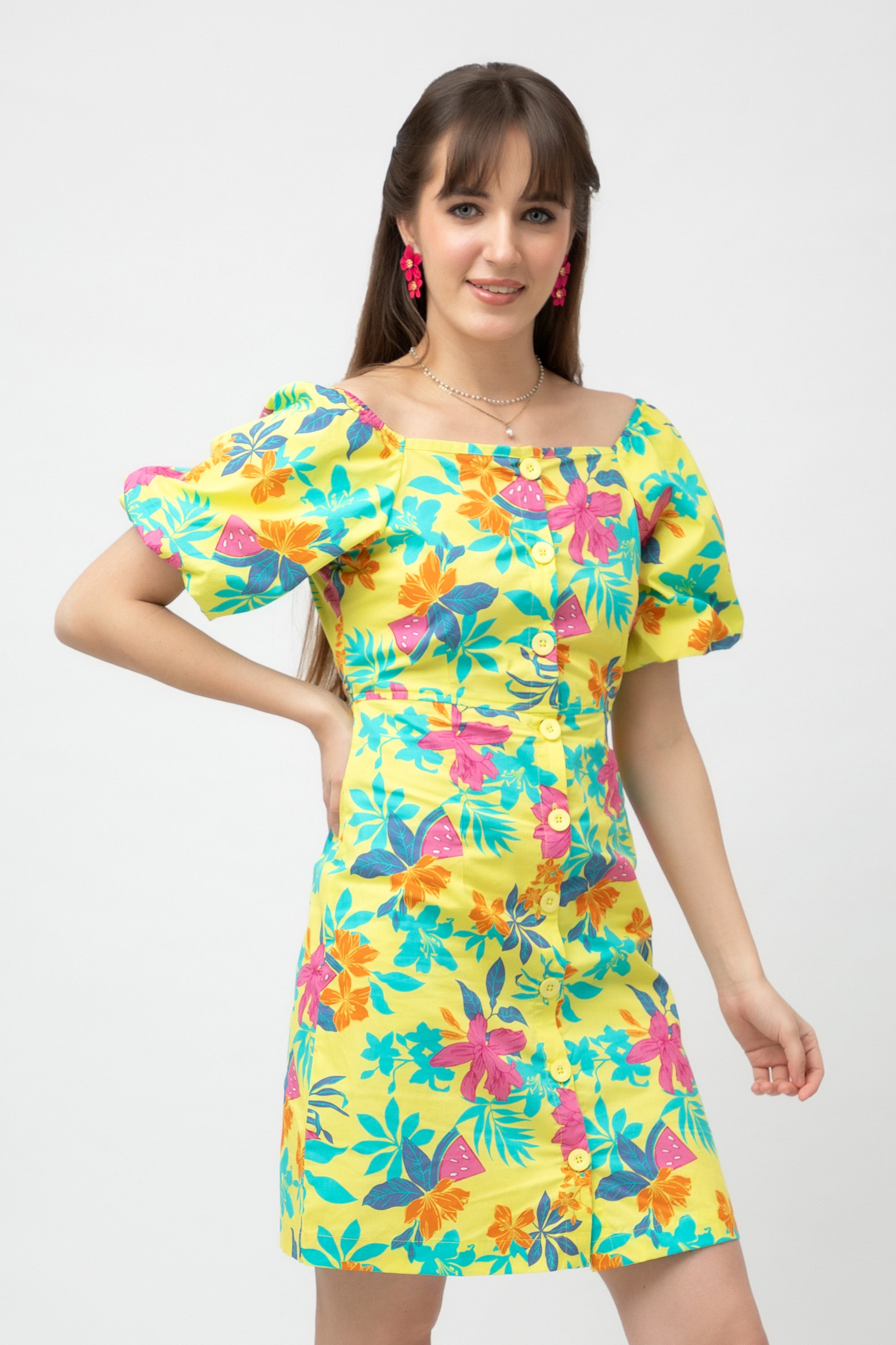 Women's Cotton Floral Printed A-Line Dress