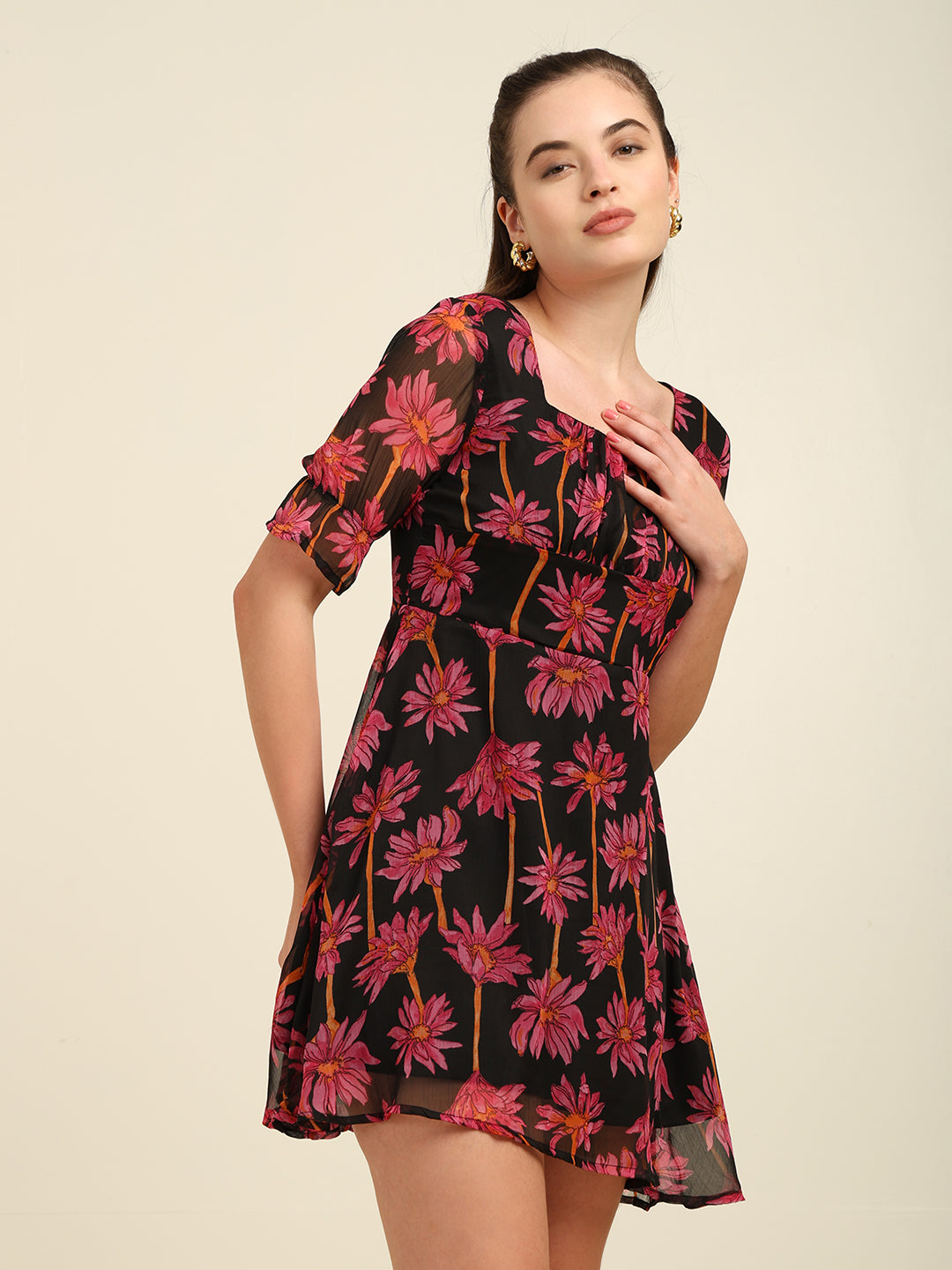 Women's Mini Flare Printed Dress