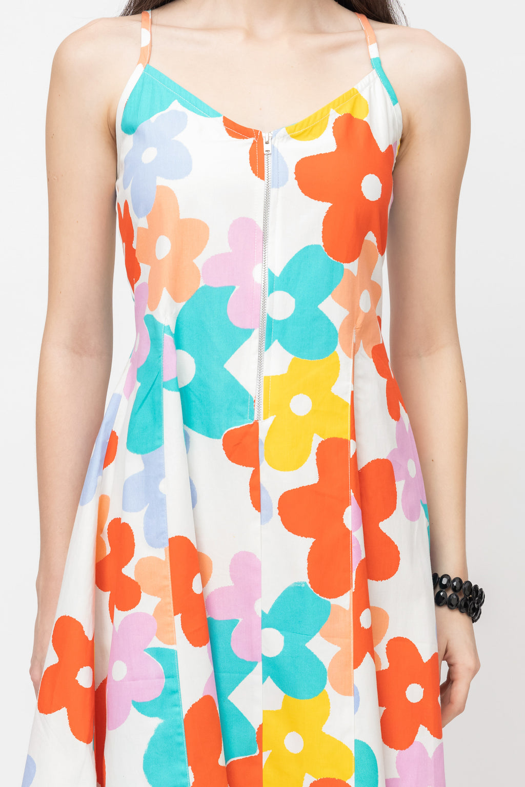 Women's Multicolor Floral Midi Flare Dress