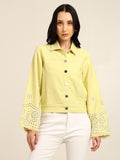 Women's 100% Cotton Twill Schiffli Embroidery Jacket