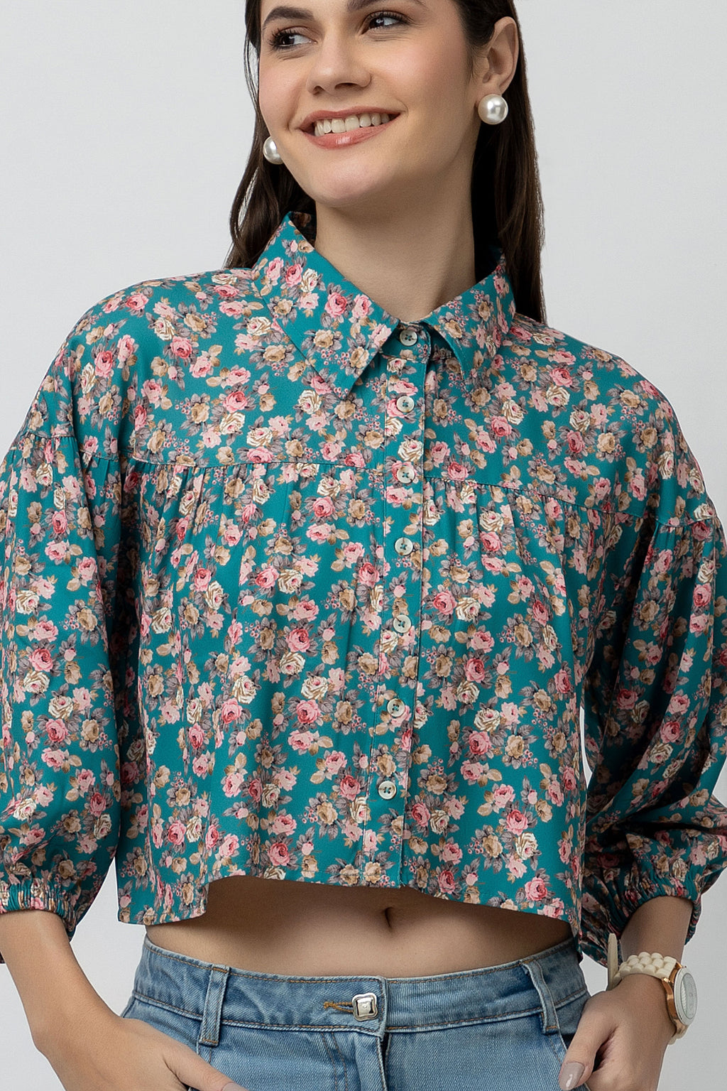 Women's Printed Crepe Shirt Top