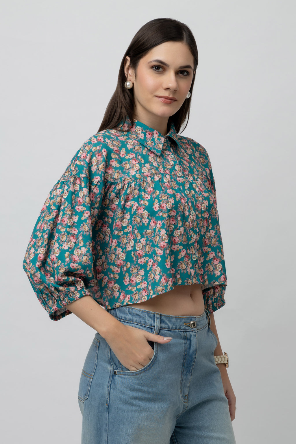 Women's Printed Crepe Shirt Top