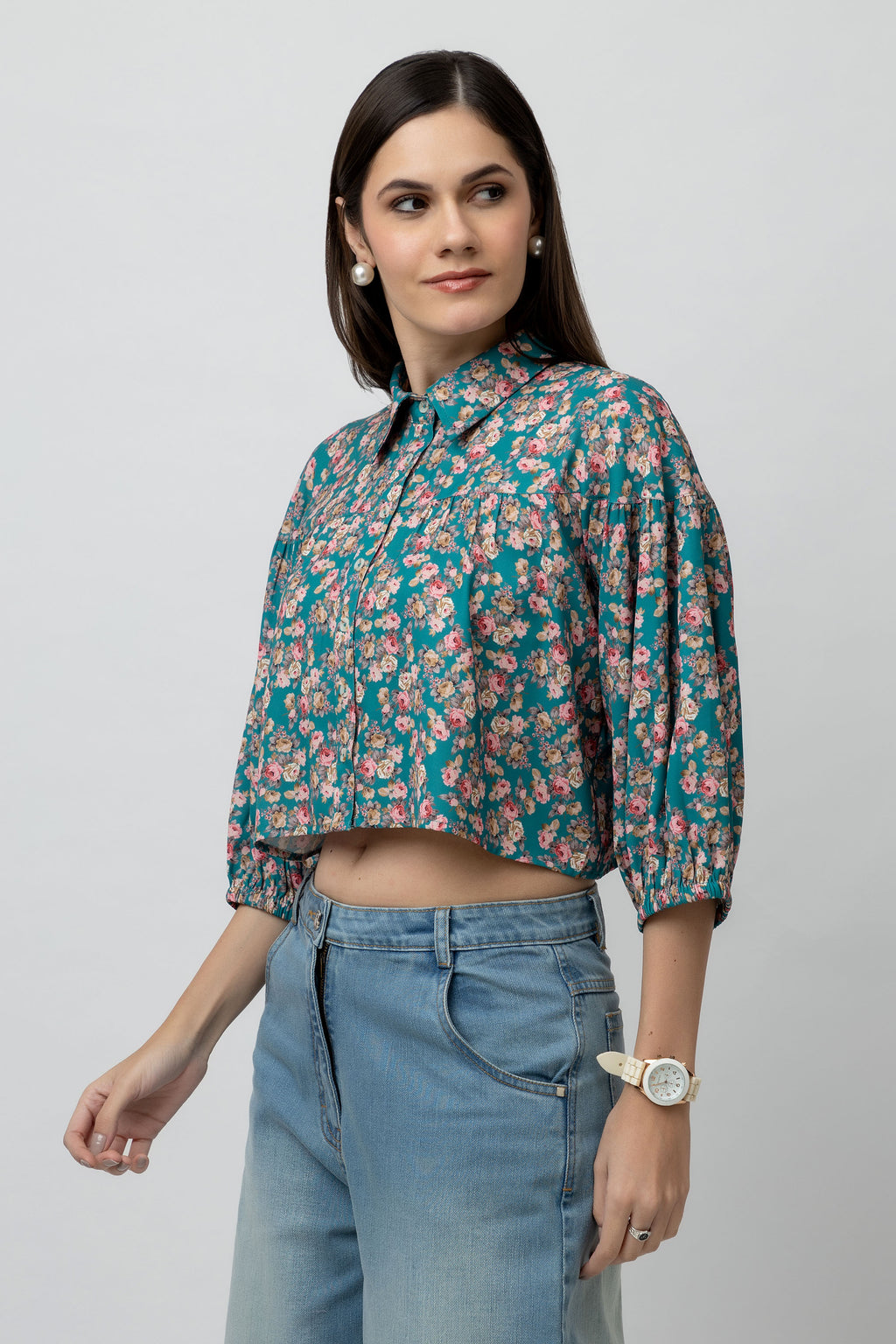 Women's Printed Crepe Shirt Top