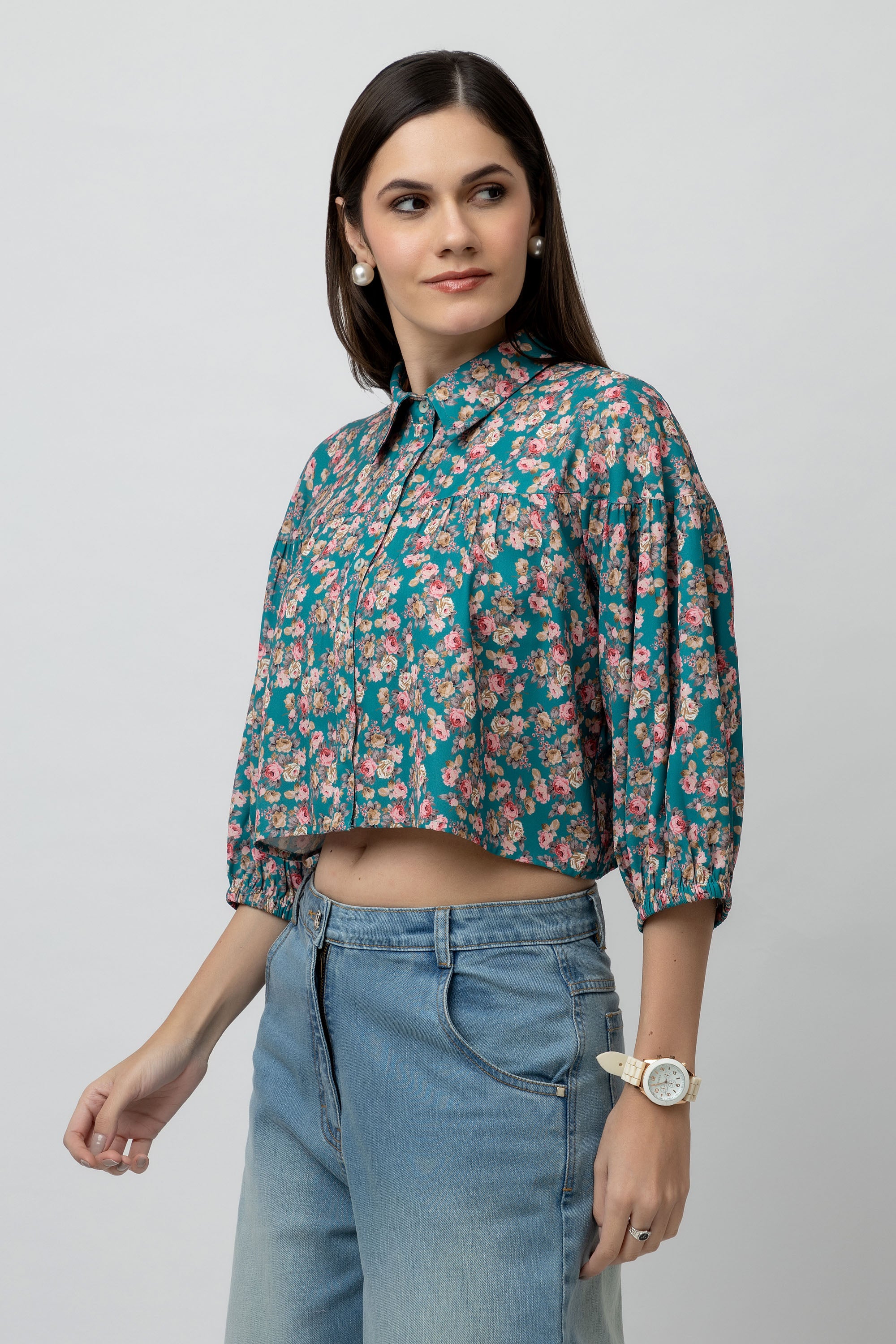 Women's Printed Crepe Shirt Top