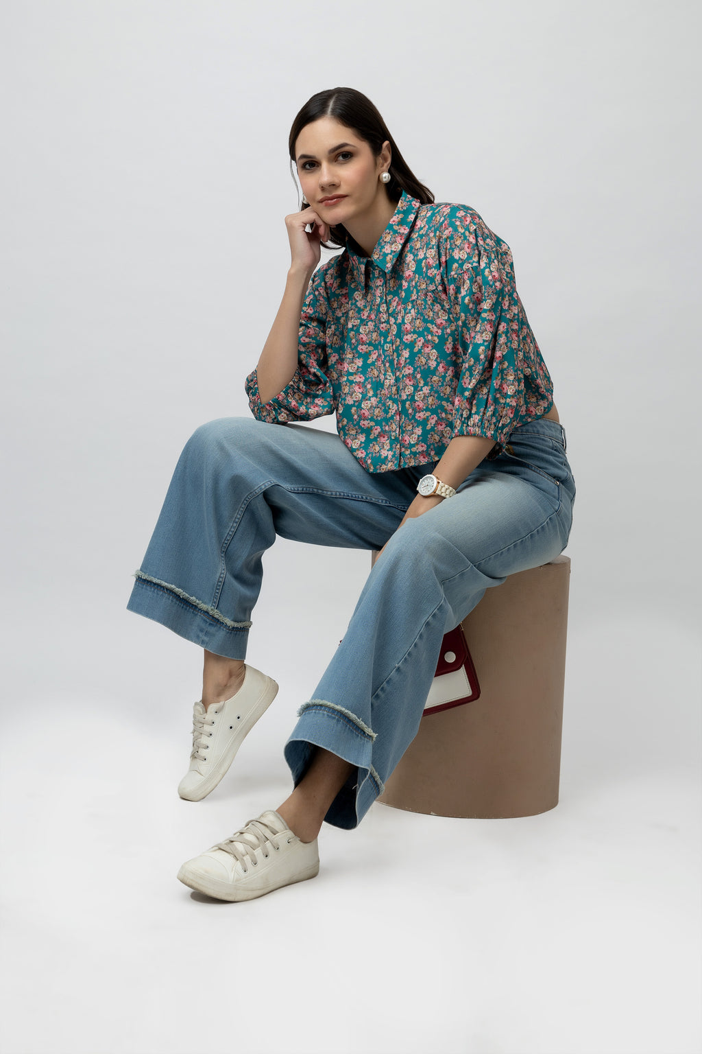 Women's Printed Crepe Shirt Top