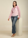 Women's Full-Sleeve Pink Chiffon Top
