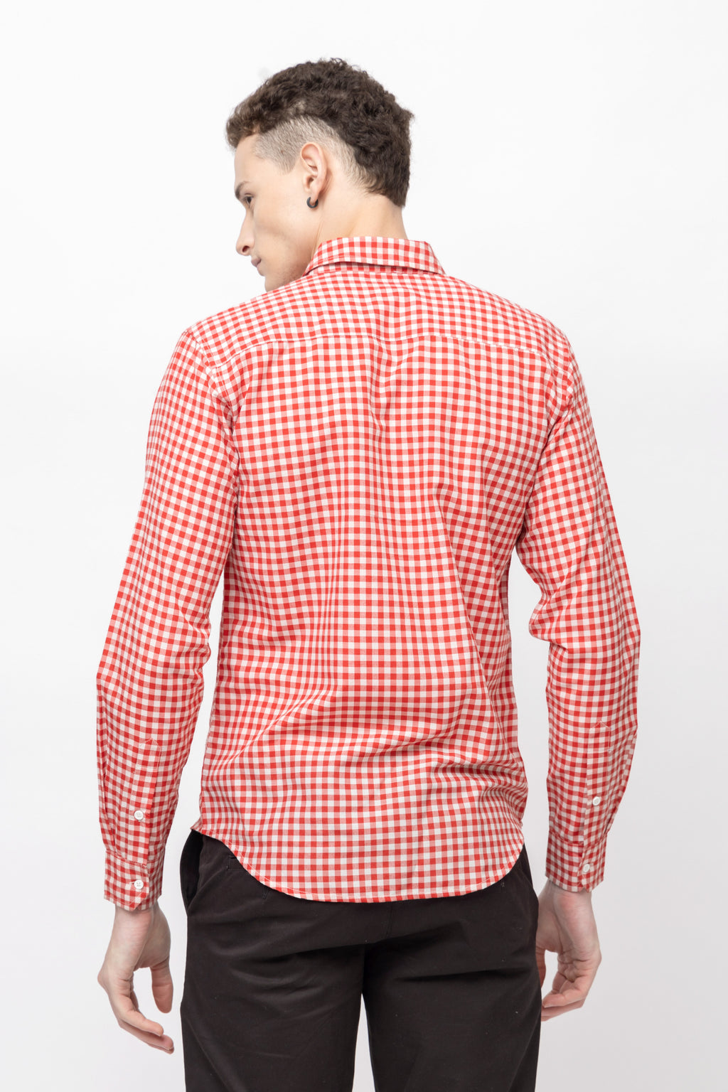 Men's Full Sleeve Red Check Cotton Shirt