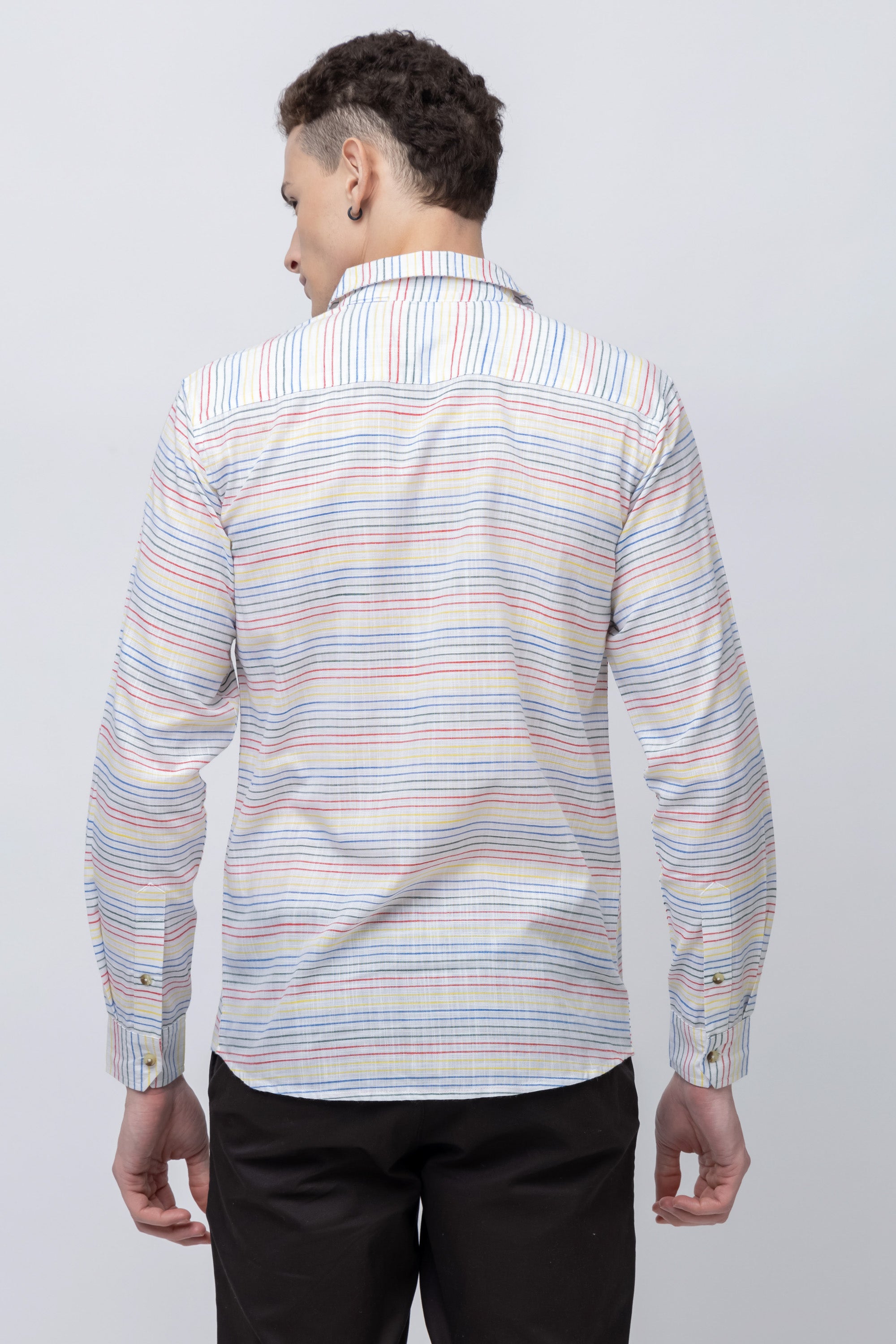 Men's Full Sleeve Color Striped Cotton Shirt