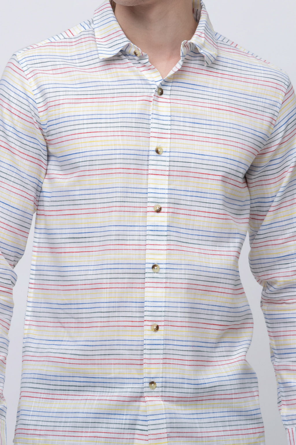 Men's Full Sleeve Color Striped Cotton Shirt