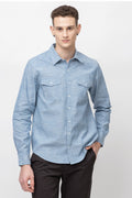 Men's Full Sleeve Blue Cotton Shirt