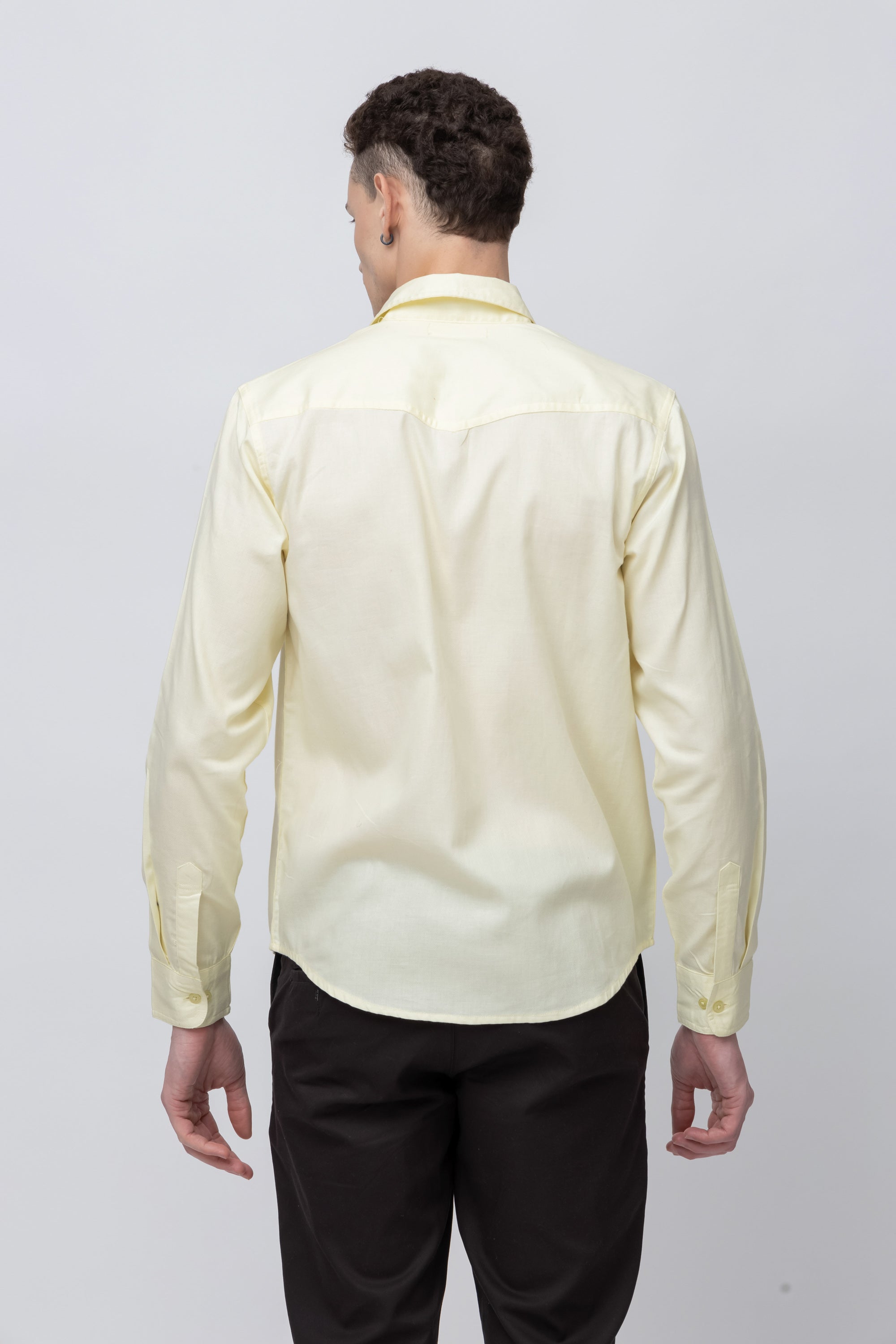 Men's Full Sleeve Yellow Cotton Shirt