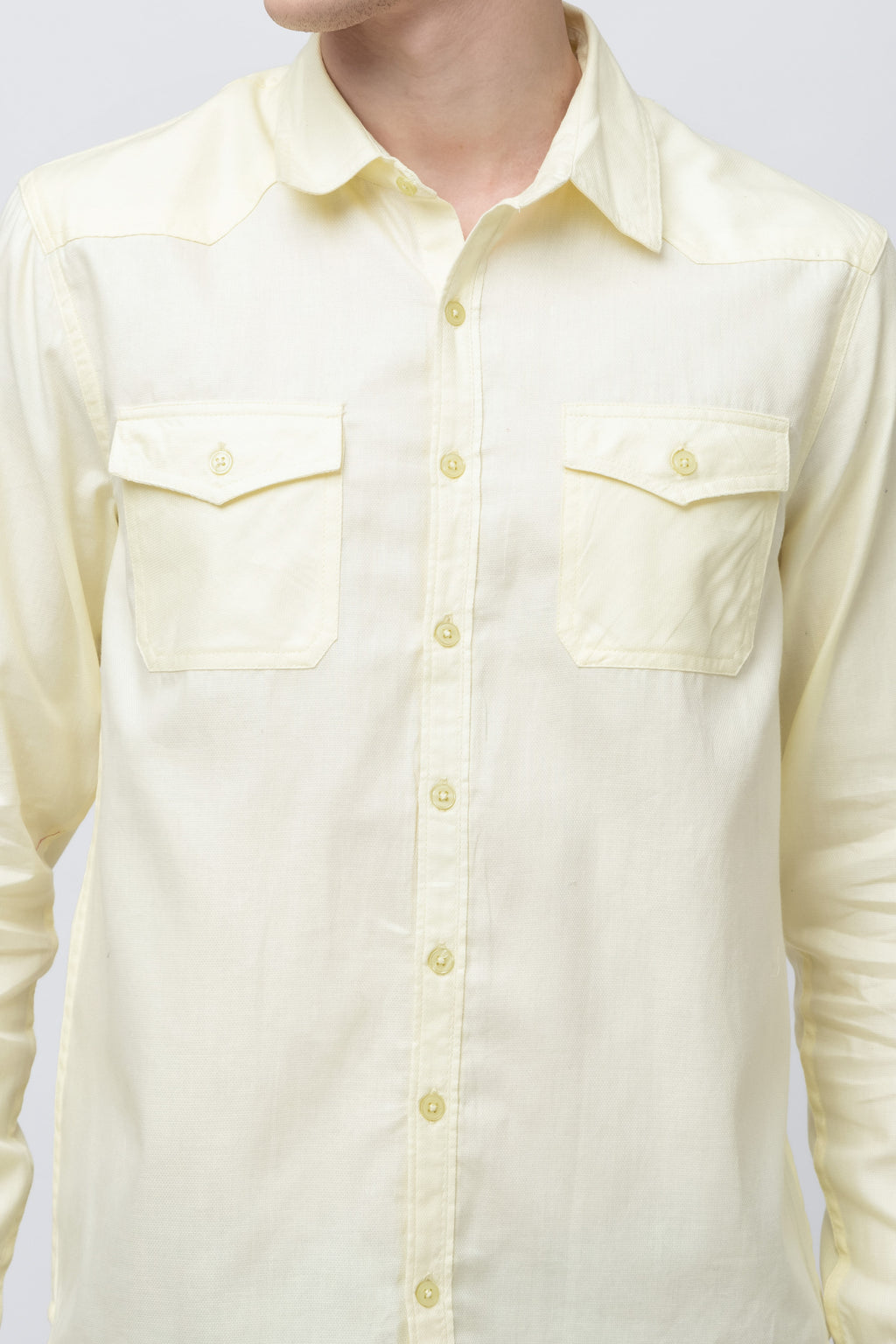 Men's Full Sleeve Yellow Cotton Shirt