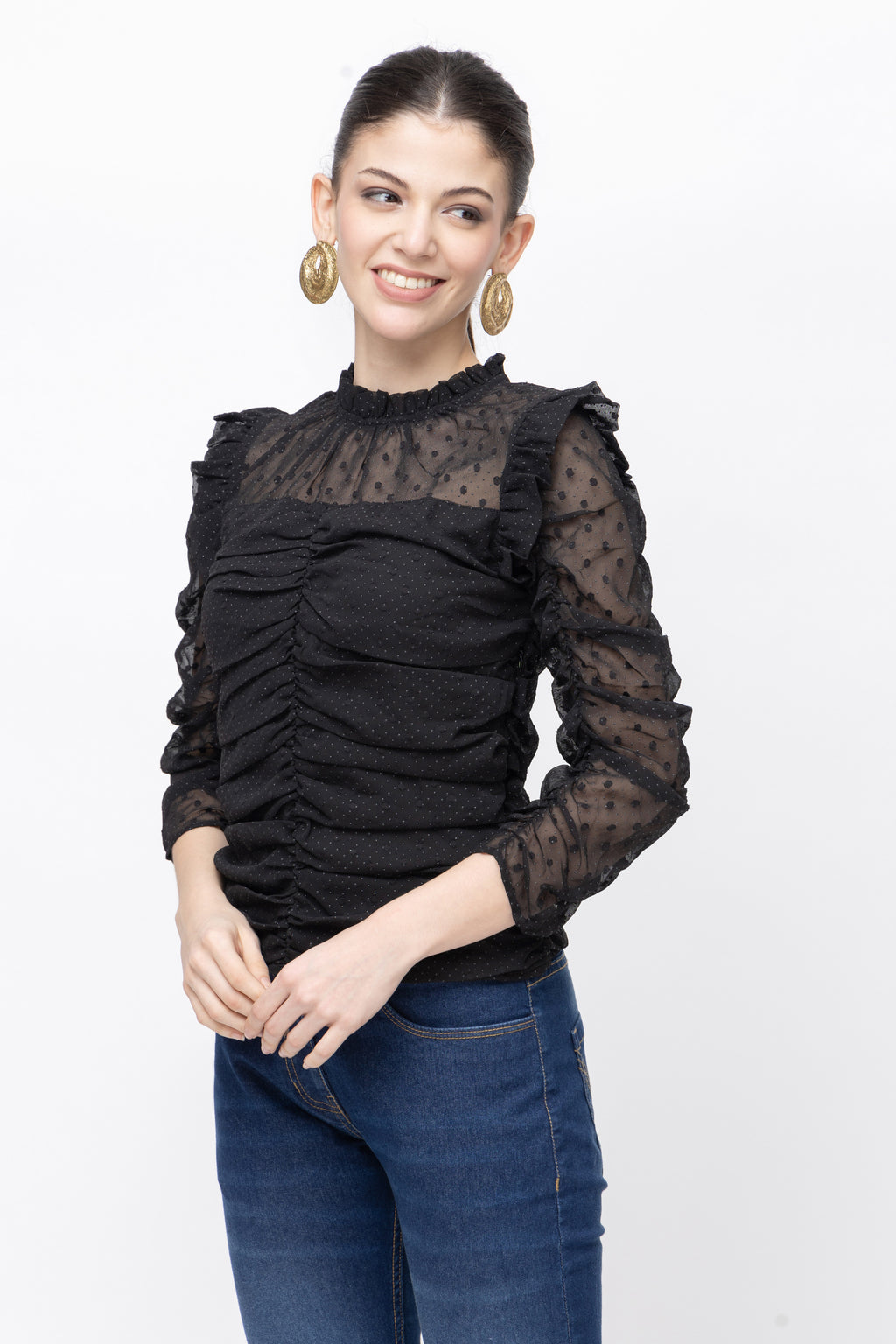 Women's Printed Chiffon Crop Top