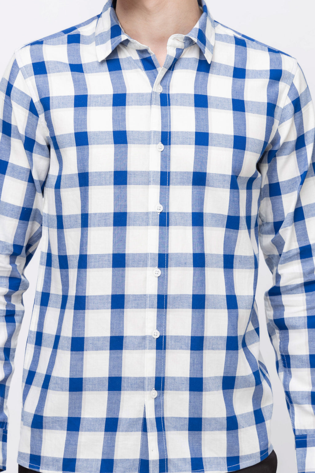 Men's Full Sleeve Blue Check Cotton Shirt