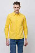 Men's Full Sleeve Yellow Cotton Shirt