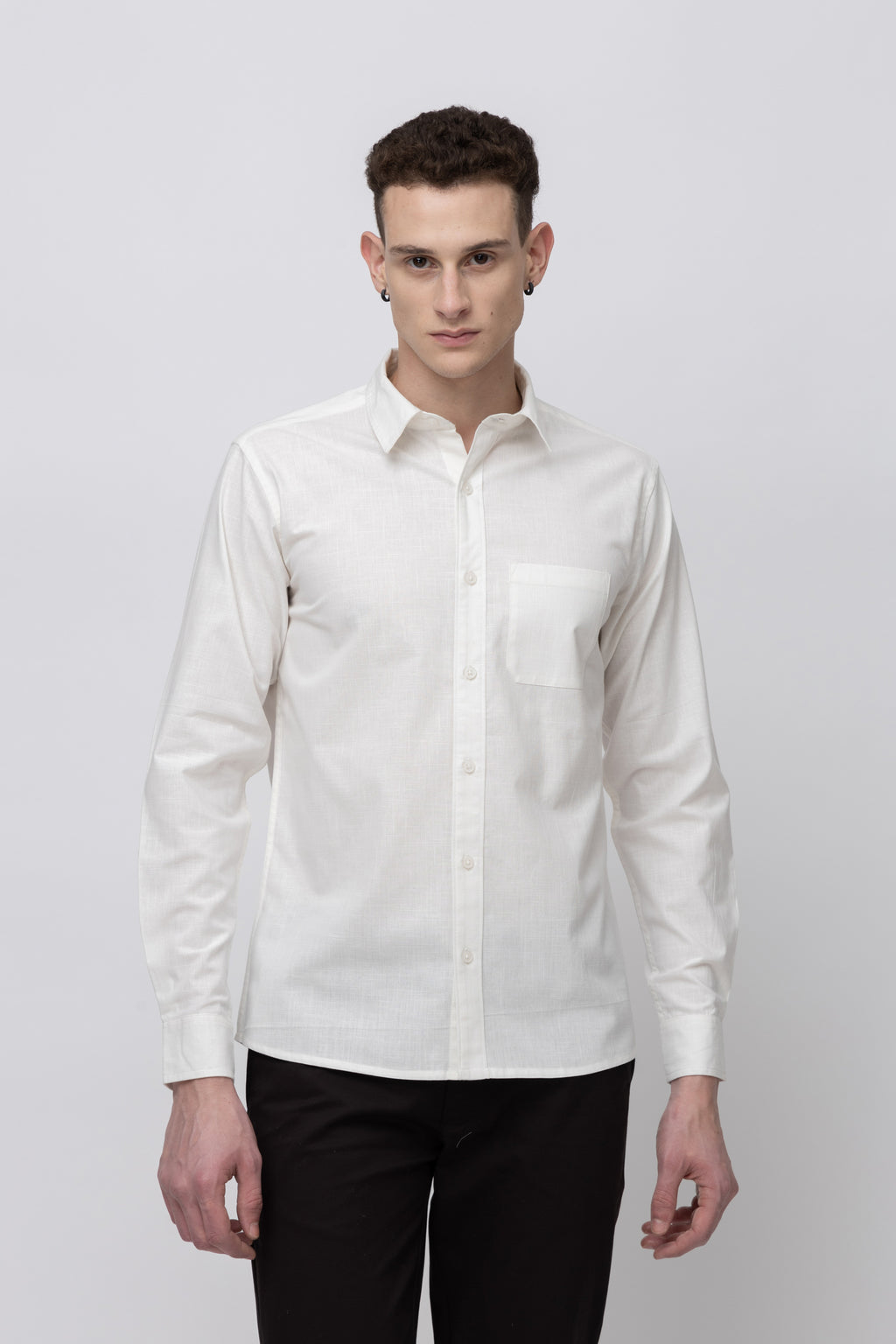 Men's Full Sleeve White Cotton Shirt