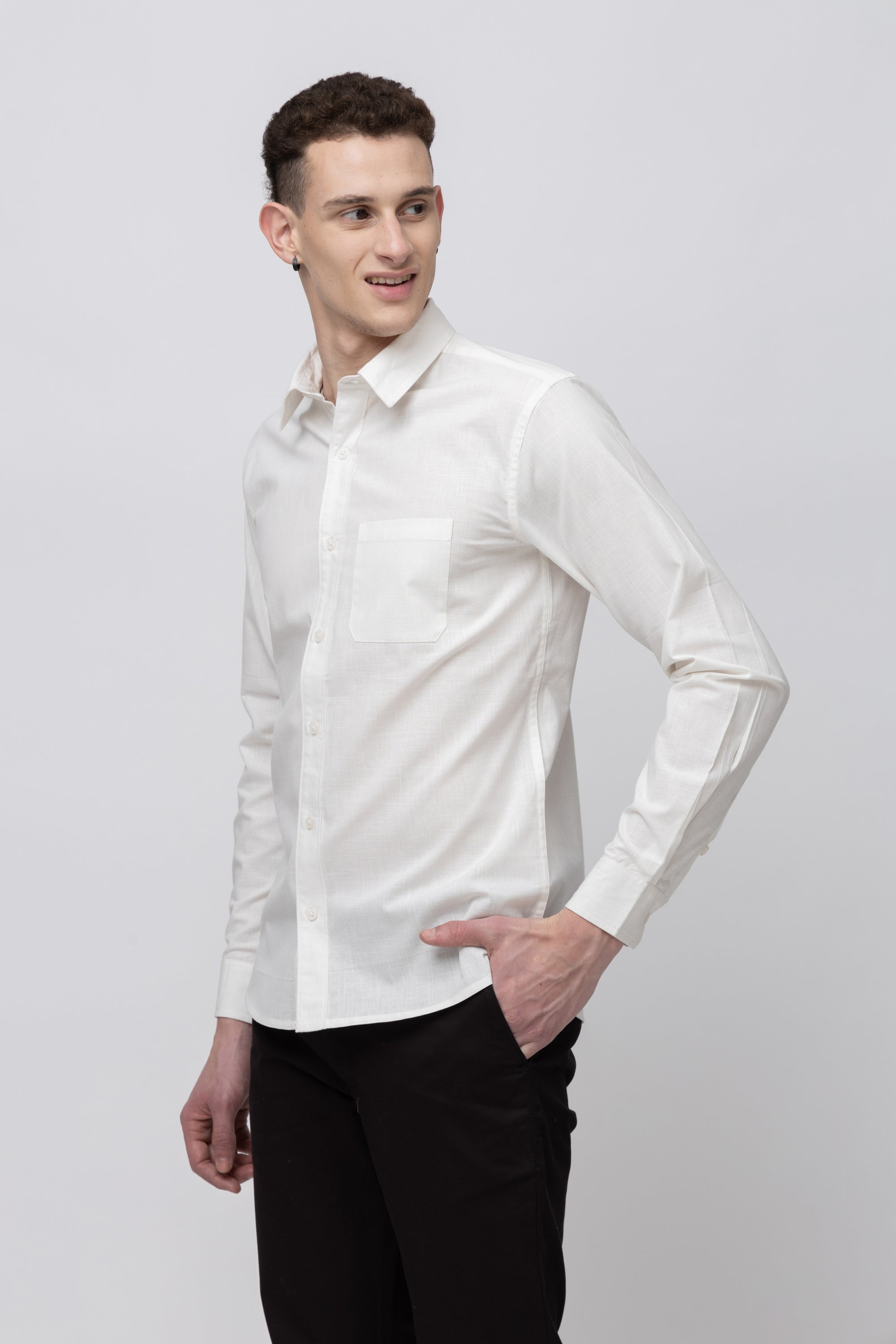 Men's Full Sleeve White Cotton Shirt