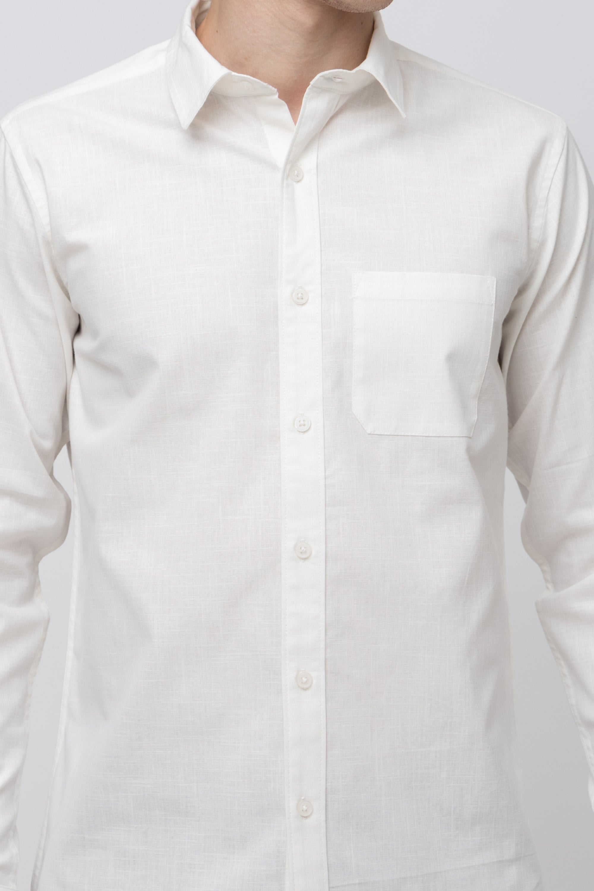 Men's Full Sleeve White Cotton Shirt
