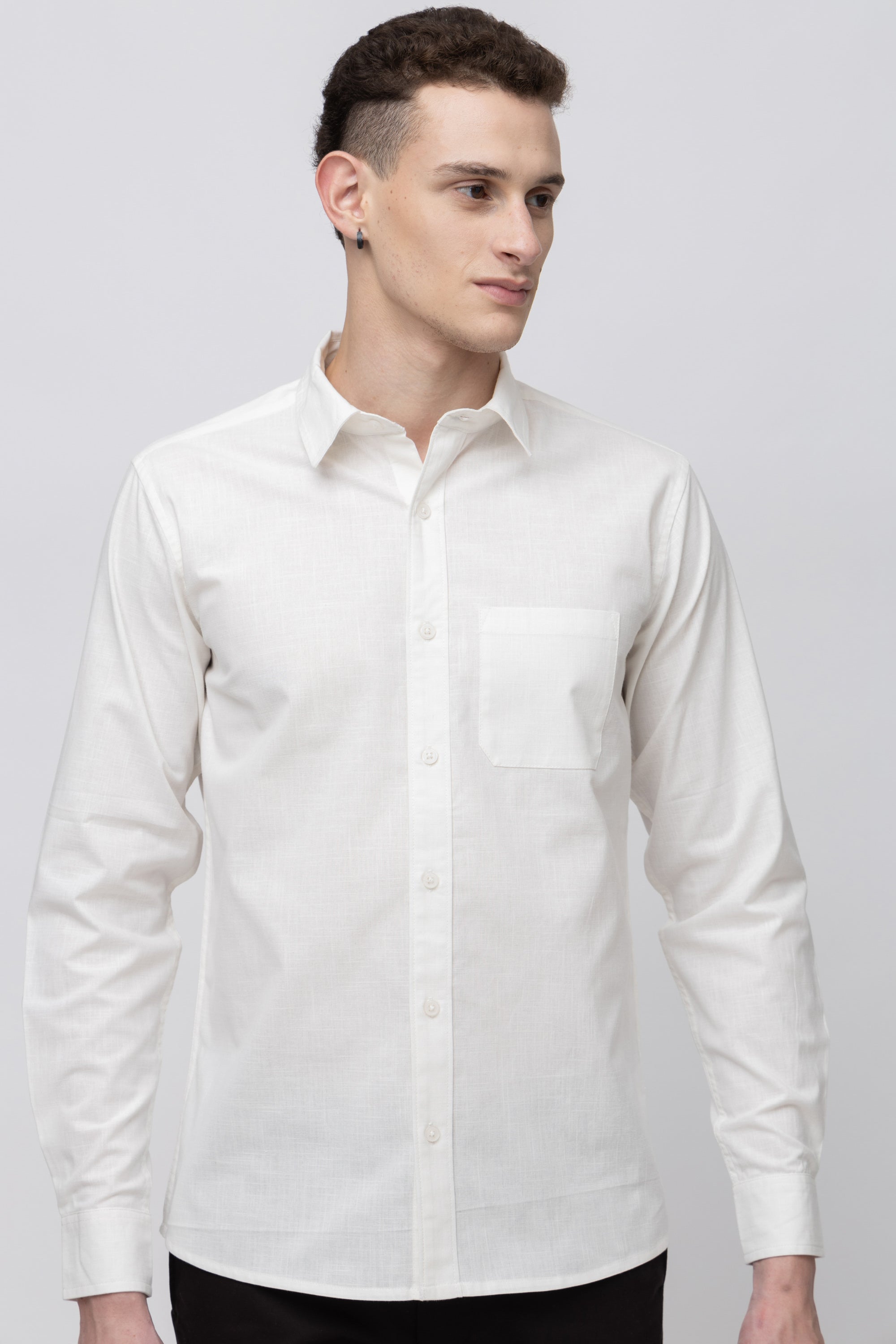 Men's Full Sleeve White Cotton Shirt