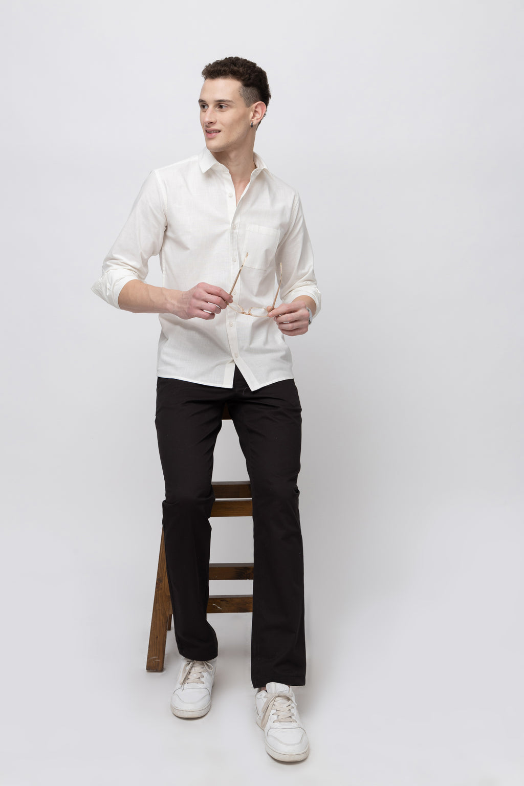 Men's Full Sleeve White Cotton Shirt
