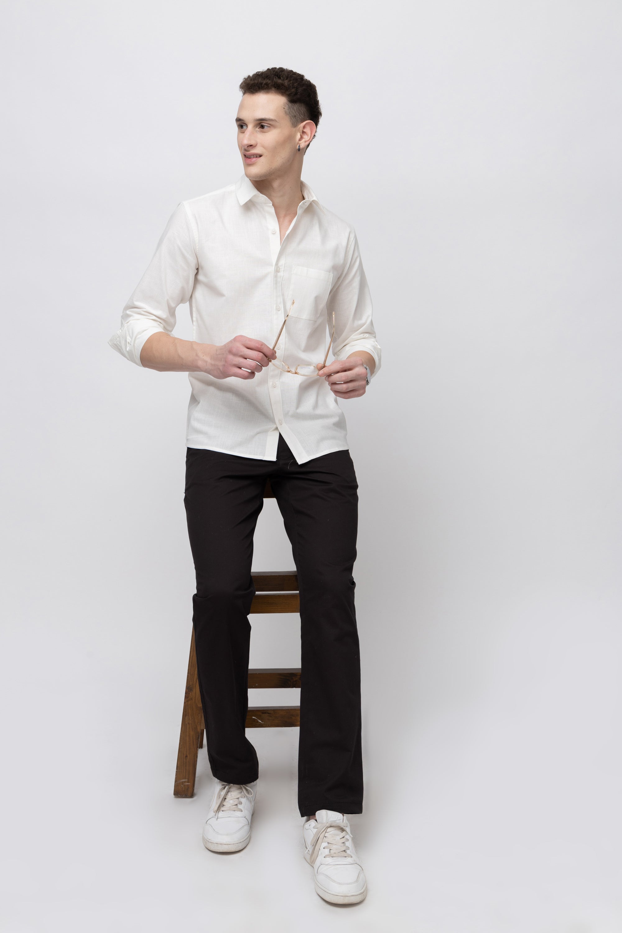 Men's Full Sleeve White Cotton Shirt
