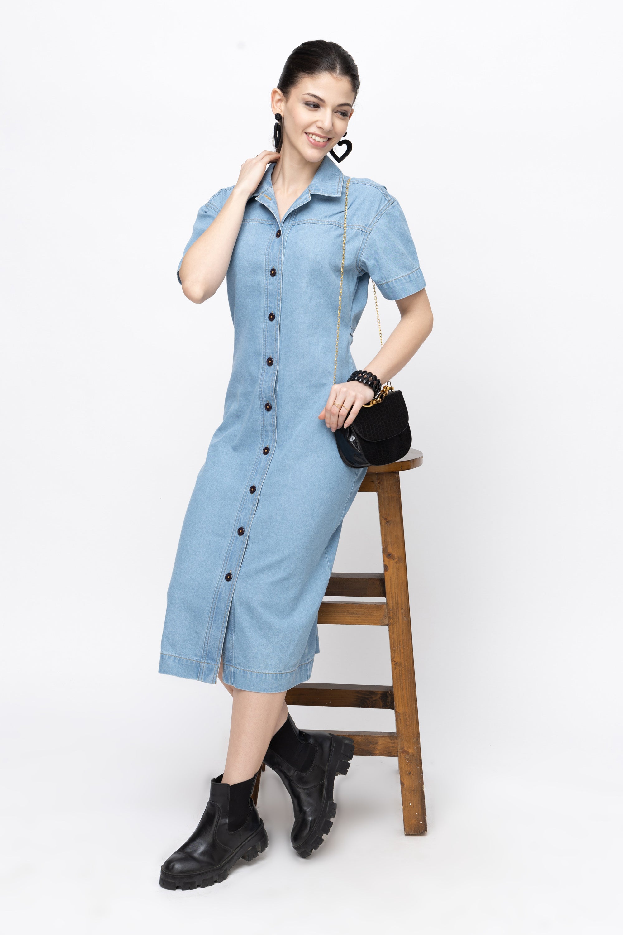 Women's Cotton Denim Maxi Dress
