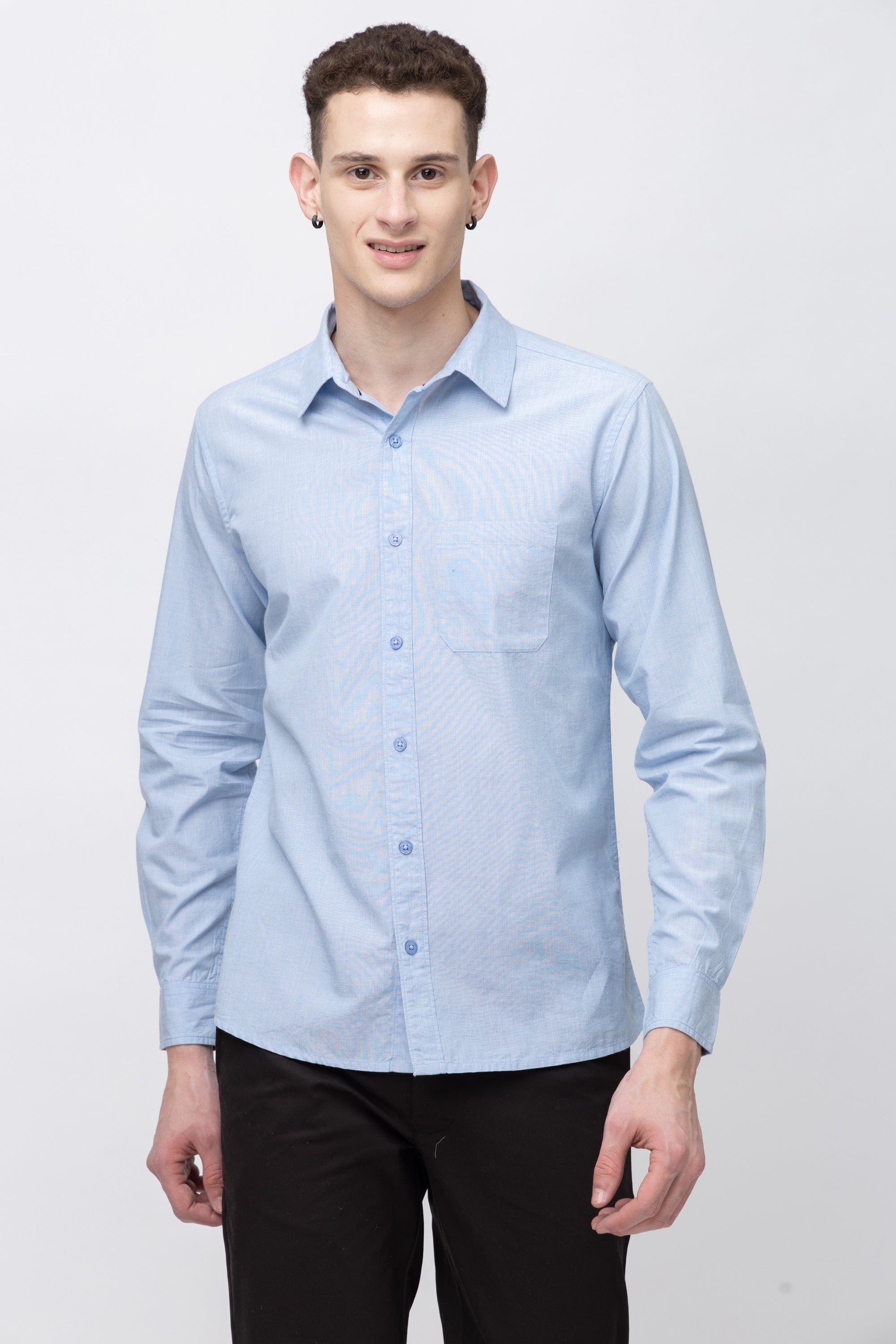 Men's Full Sleeve Lightblue Chambray Shirt
