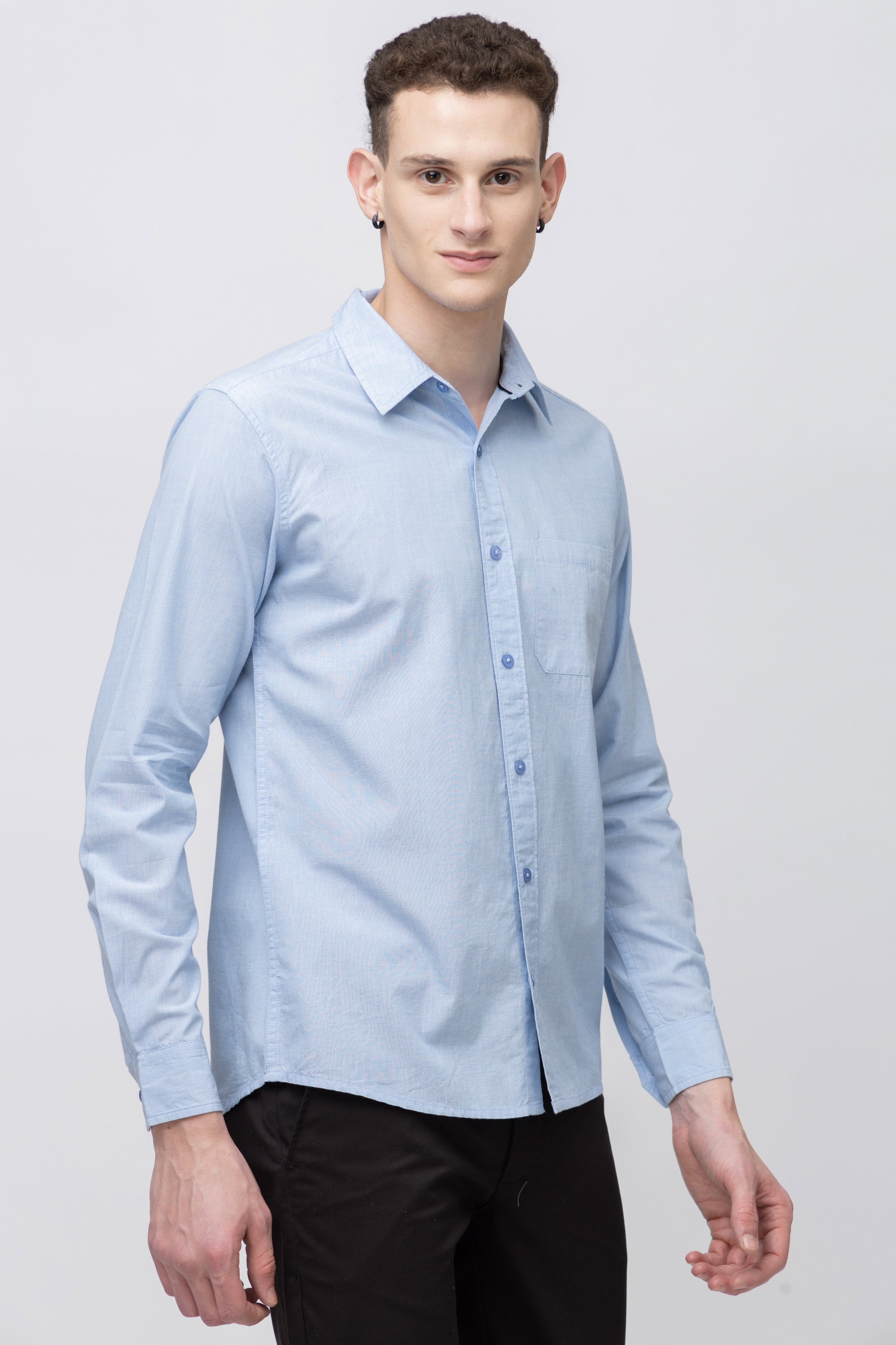 Men's Full Sleeve Lightblue Chambray Shirt