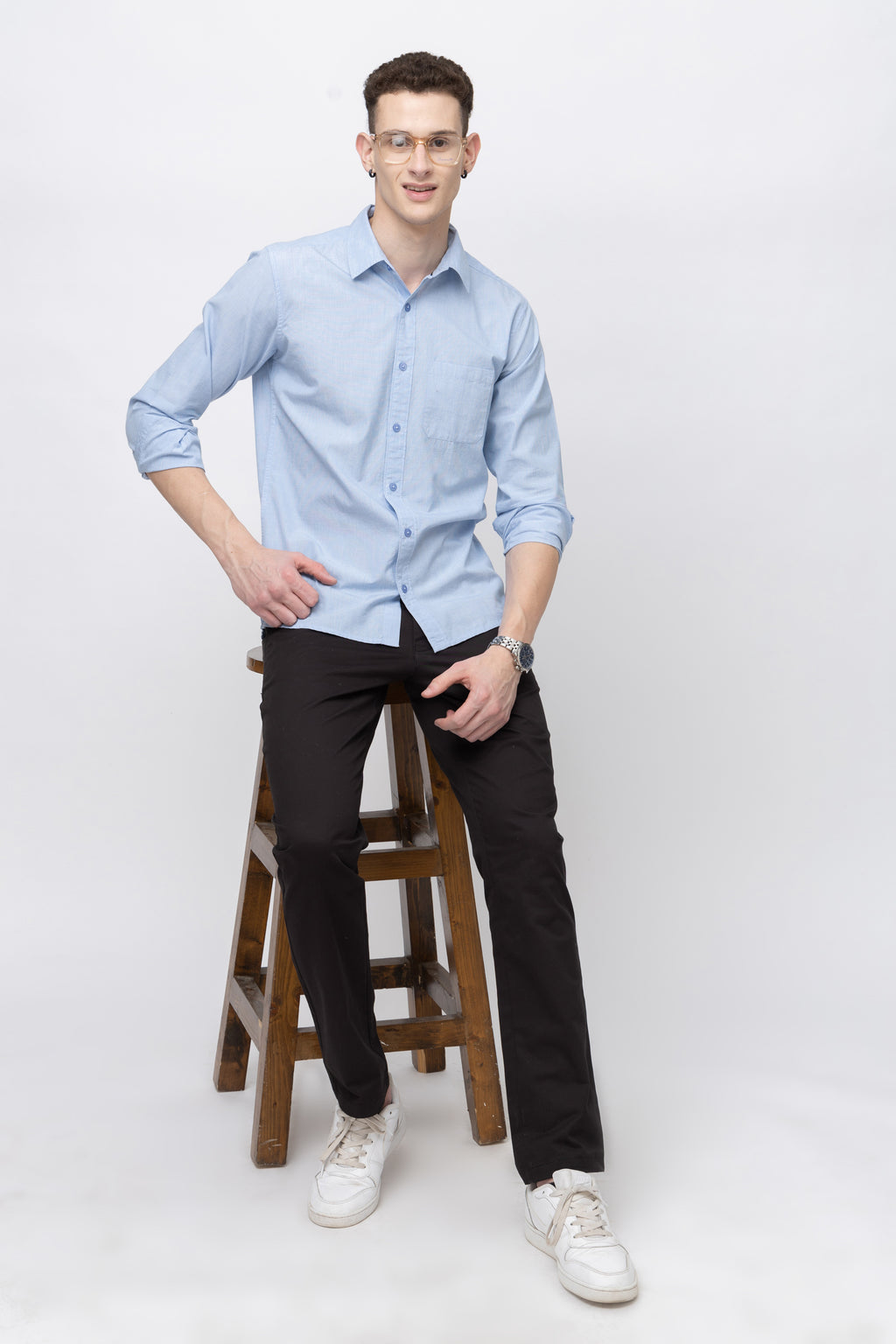 Men's Full Sleeve Lightblue Chambray Shirt