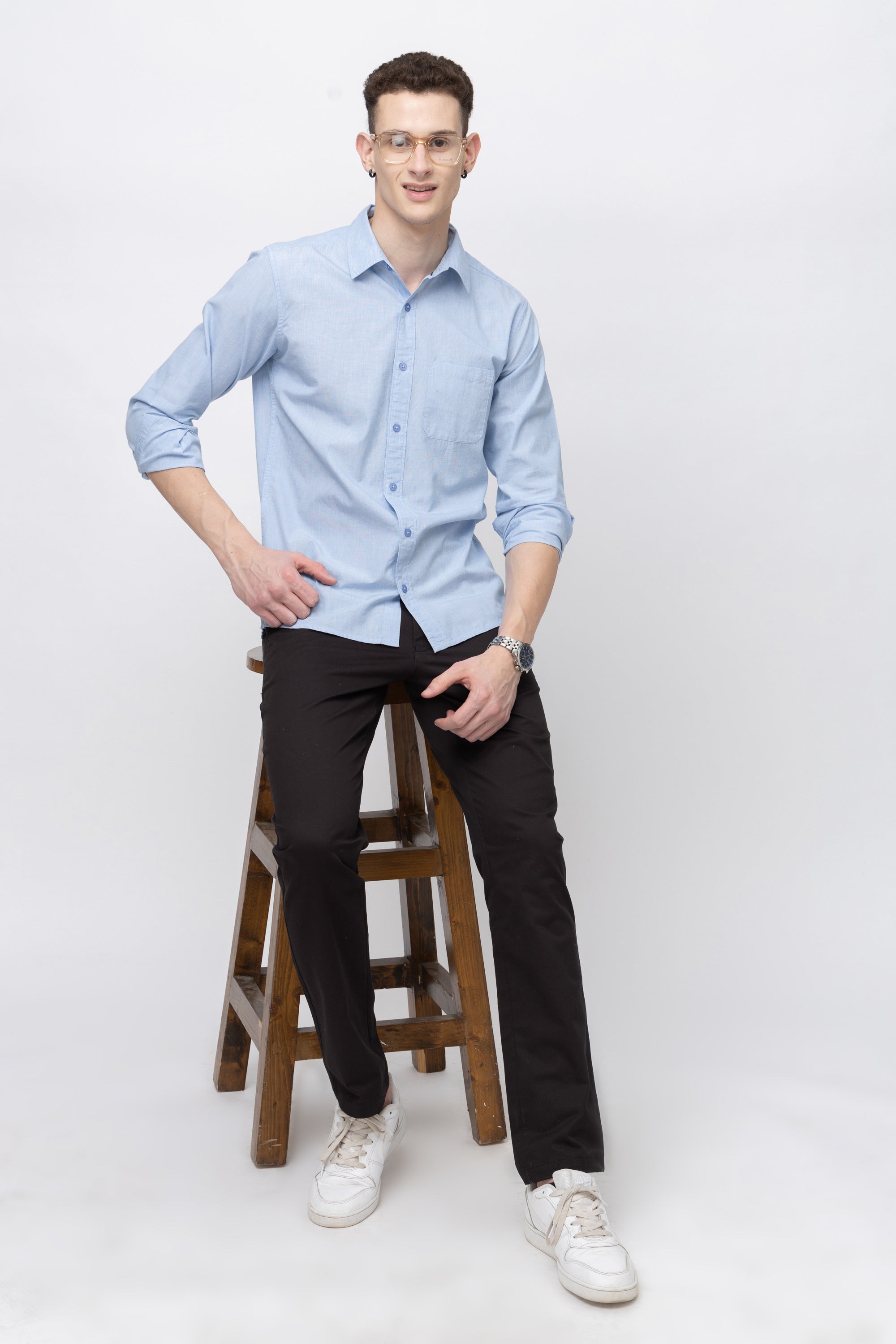 Men's Full Sleeve Lightblue Chambray Shirt