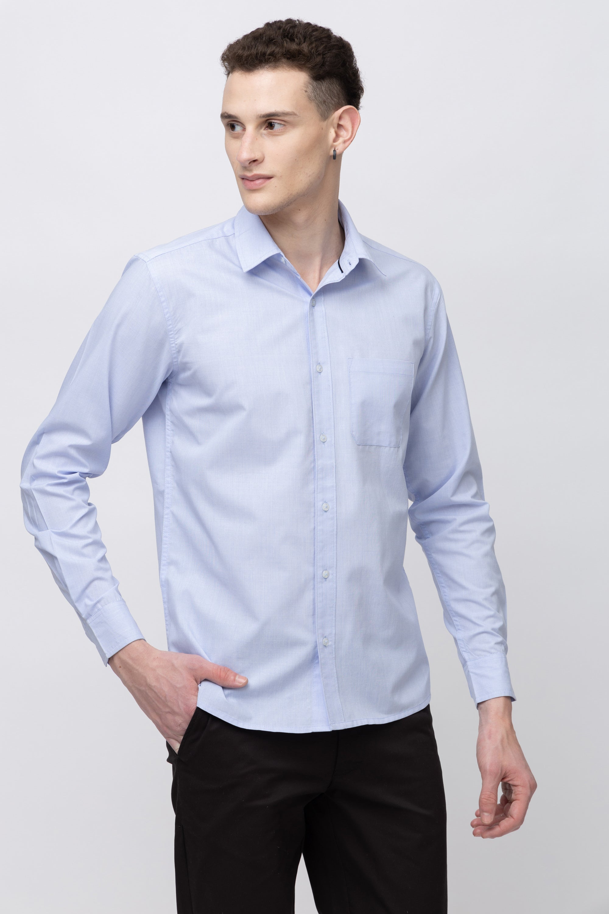 Men's Full Sleeve Lightblue Chambray Shirt