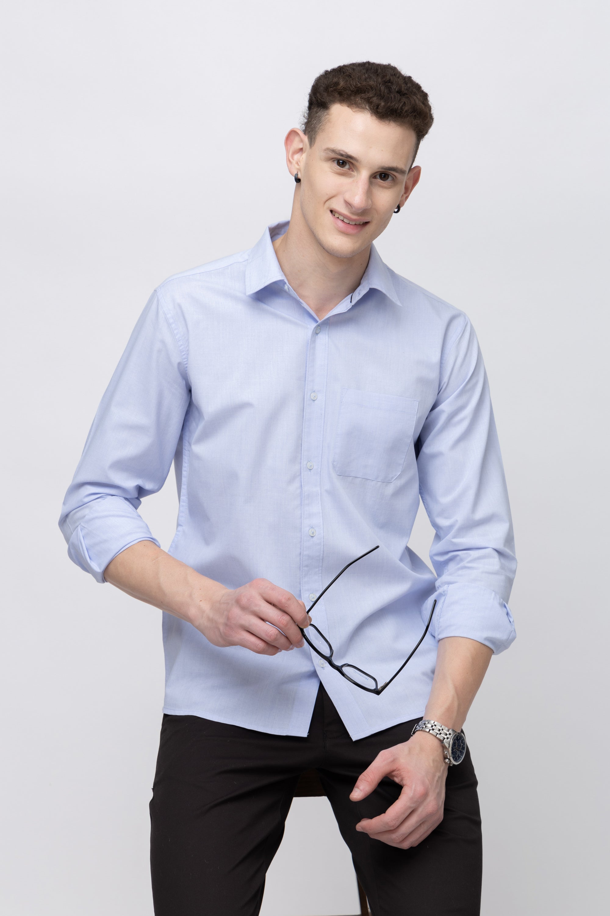 Men's Full Sleeve Lightblue Chambray Shirt