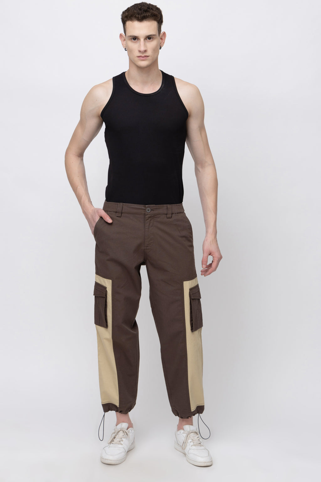 Men's Solid Jogger Style Cargo Pants