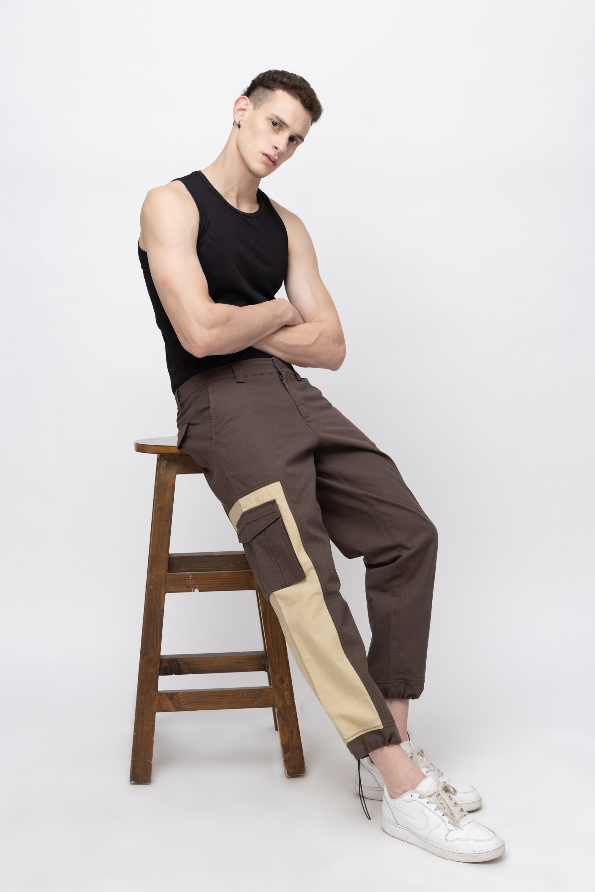 Men's Solid Jogger Style Cargo Pants