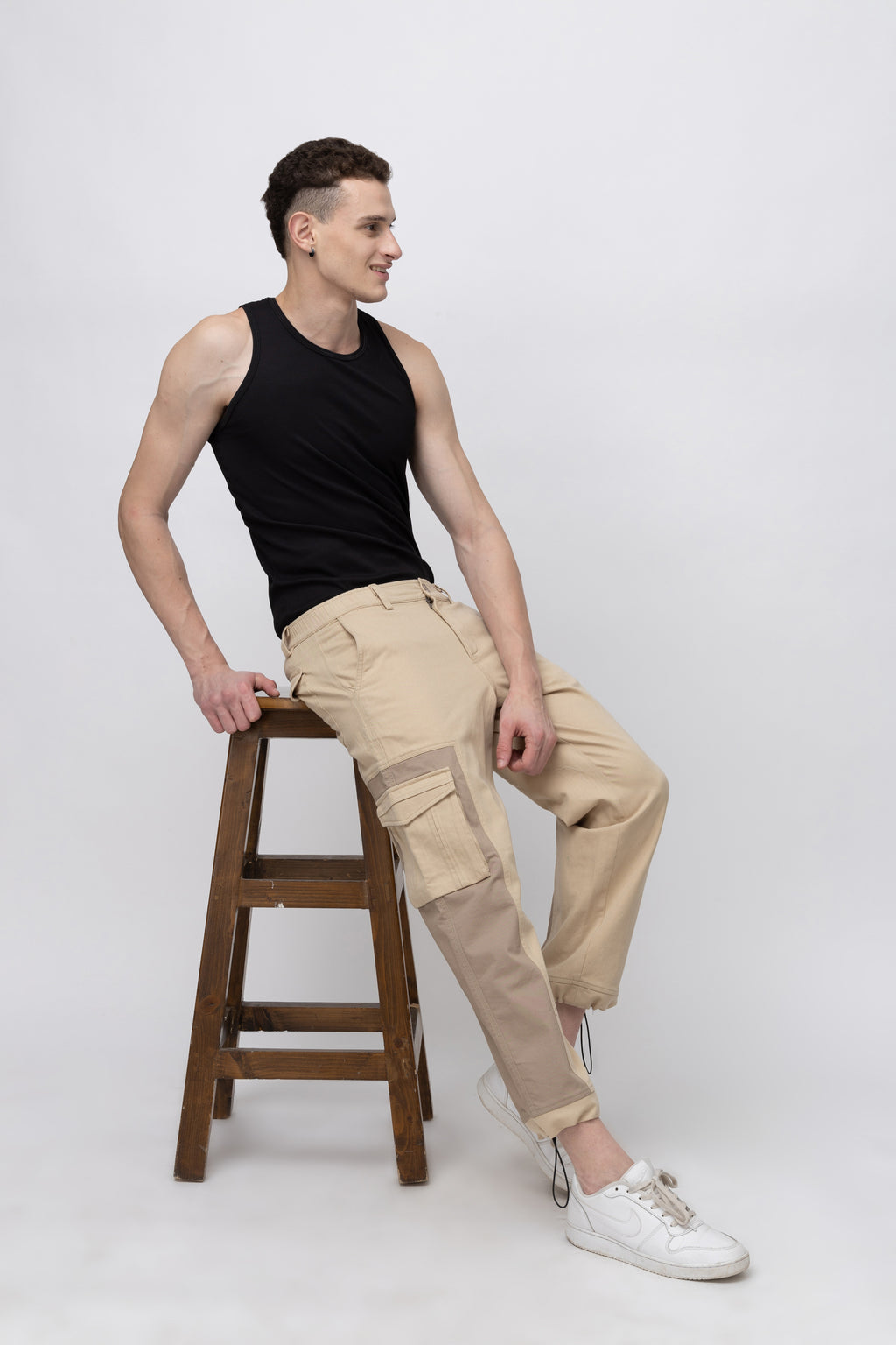 Men's Solid Jogger Style Cargo Pants