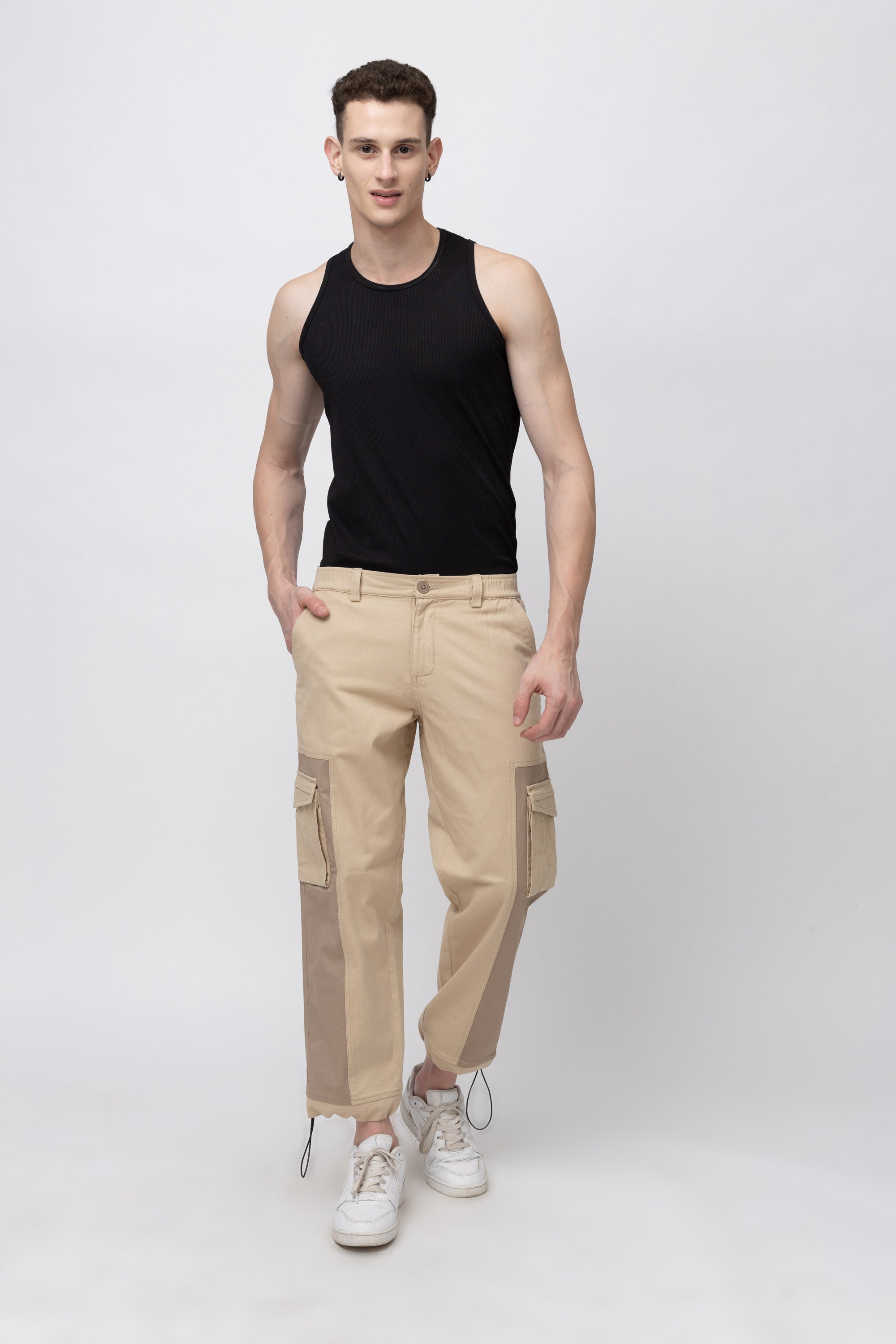 Men's Solid Jogger Style Cargo Pants