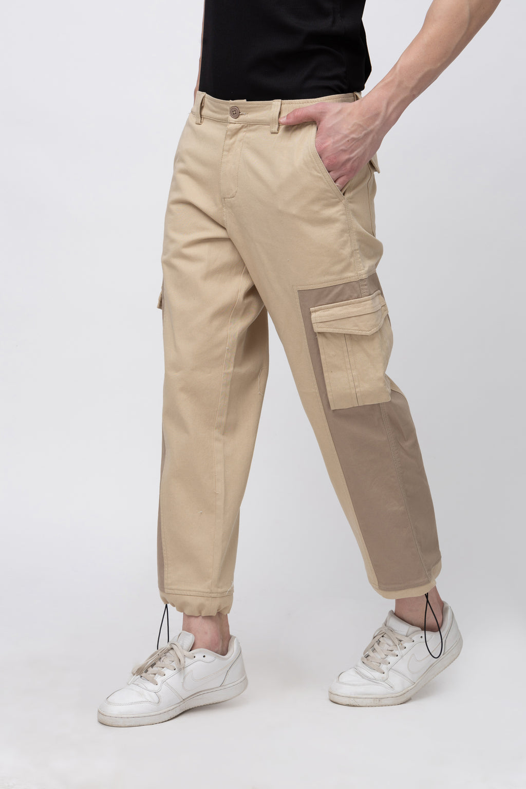 Men's Solid Jogger Style Cargo Pants